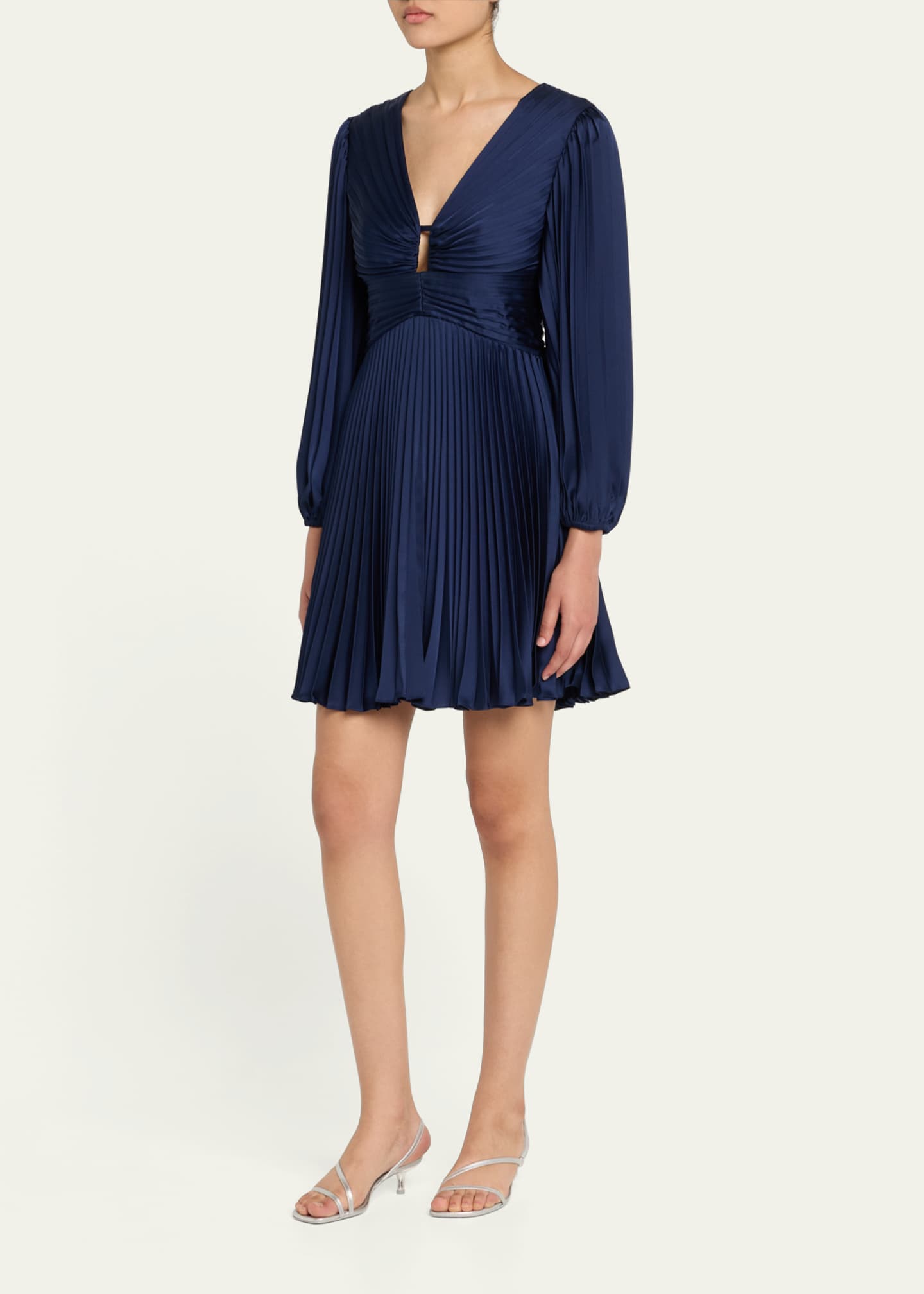 Milly Julia Cutout Pleated A-Line Mini Dress Image 4 of 5