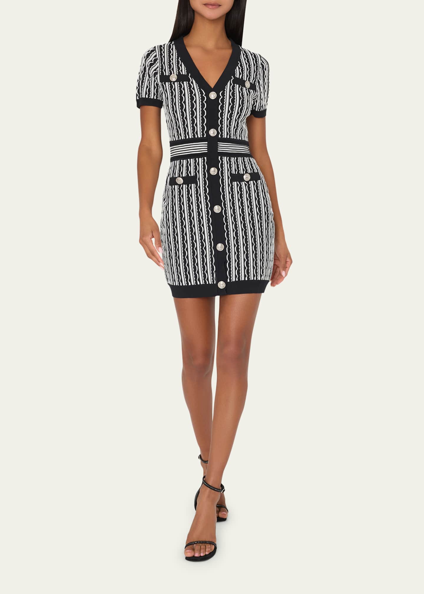 Milly Scallop Textured-Knit Bodycon Mini Dress Image 2 of 4