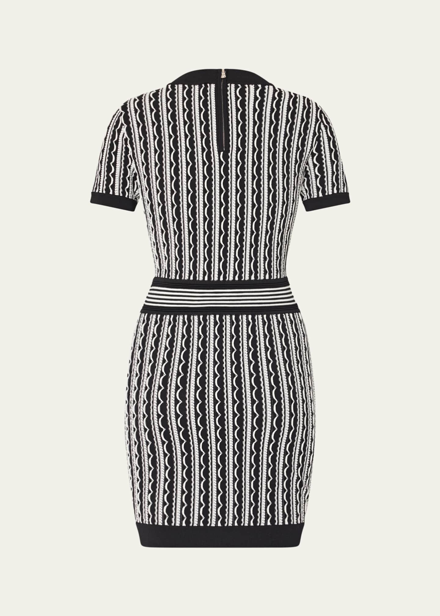 Milly Scallop Textured-Knit Bodycon Mini Dress Image 3 of 4