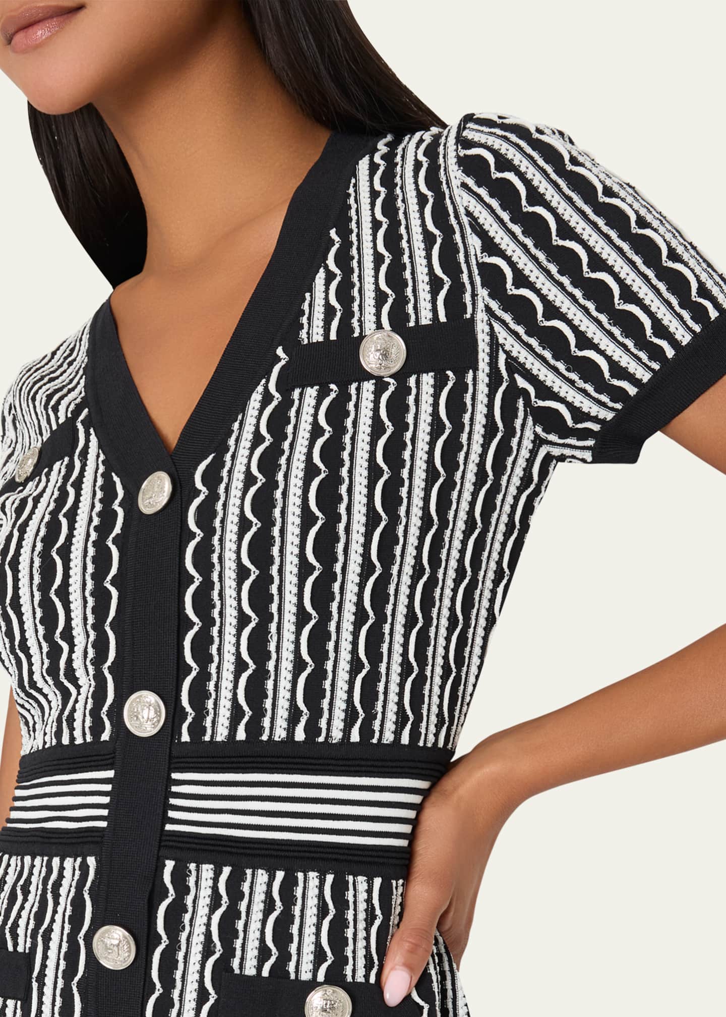Milly Scallop Textured-Knit Bodycon Mini Dress Image 4 of 4