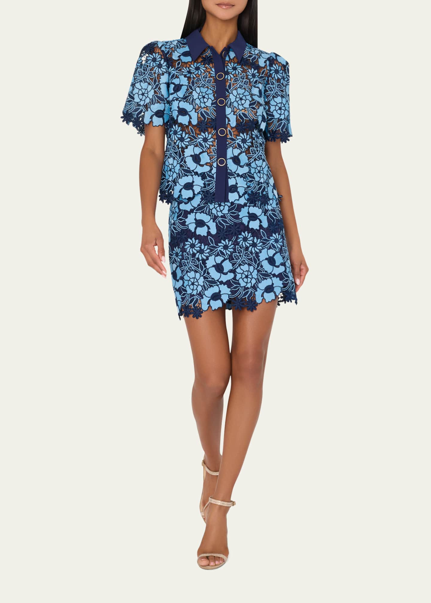 Milly Two-Tone Floral Lace Mini Skirt Image 2 of 4
