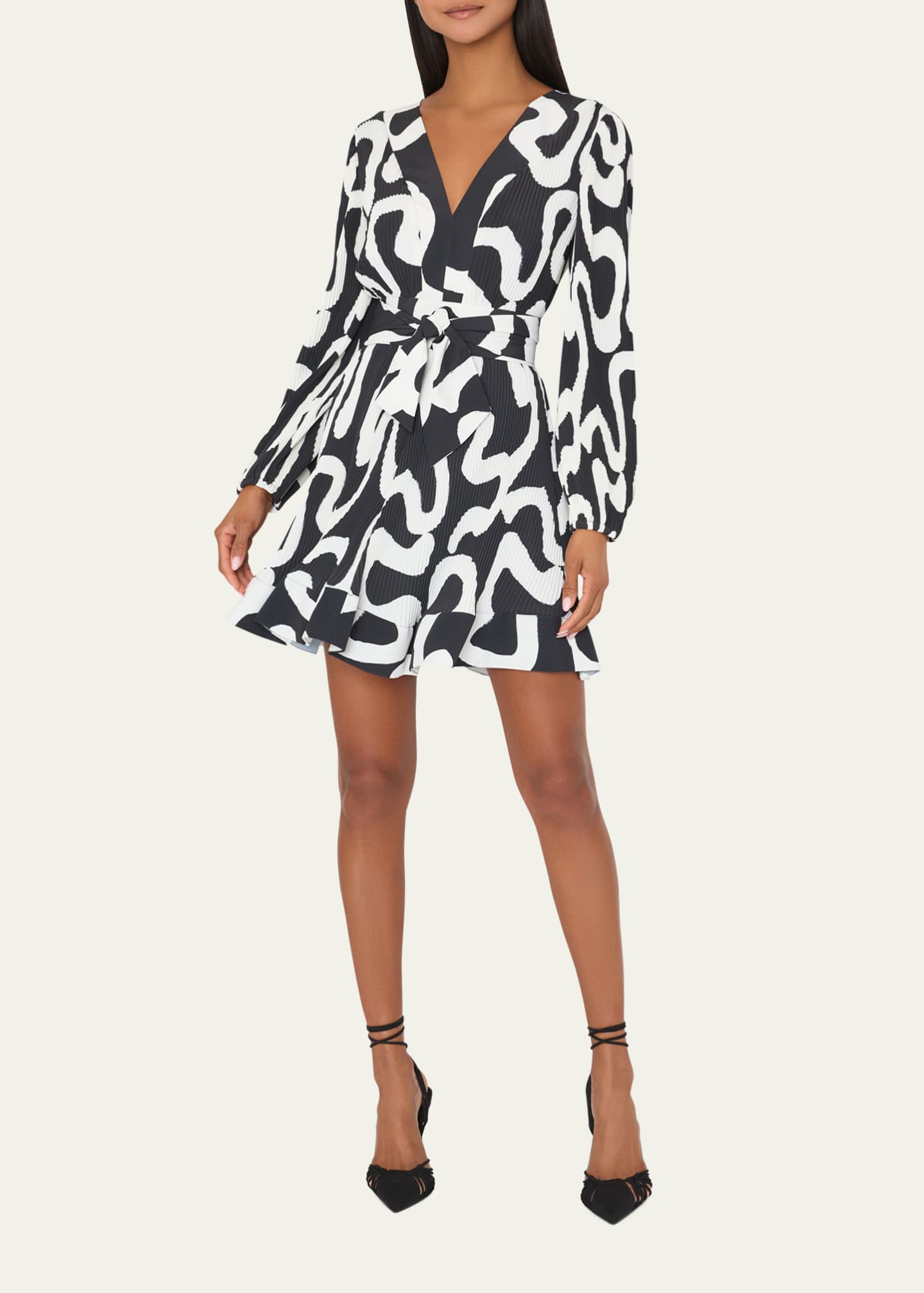 Milly Liv Pleated Ink Swirl Mini Dress Image 4 of 5
