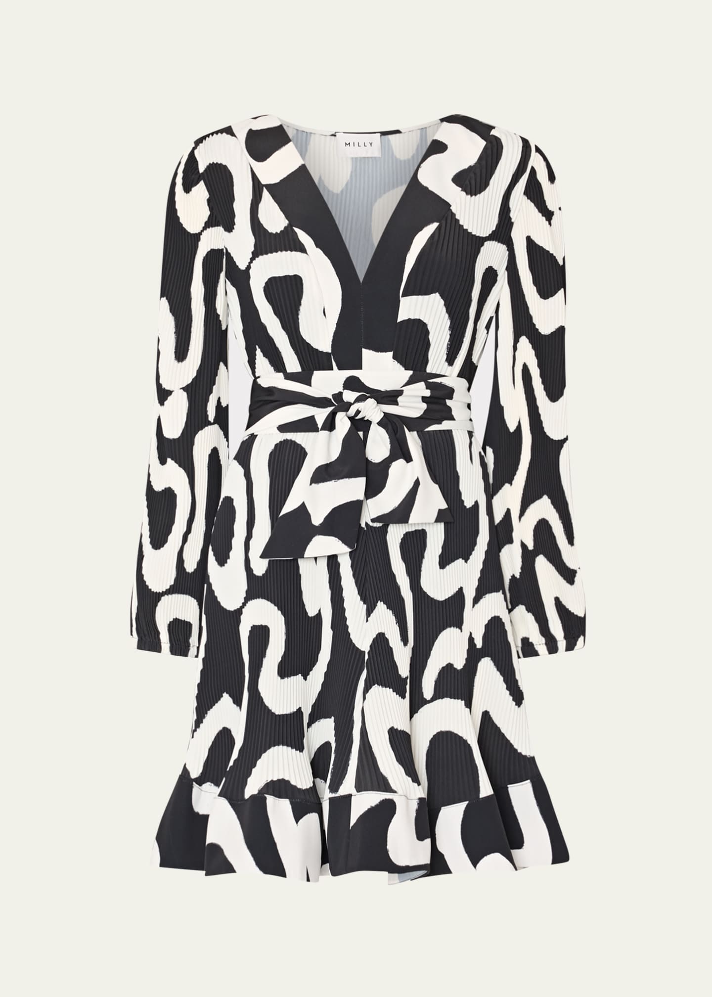 Milly Liv Pleated Ink Swirl Mini Dress Image 1 of 5