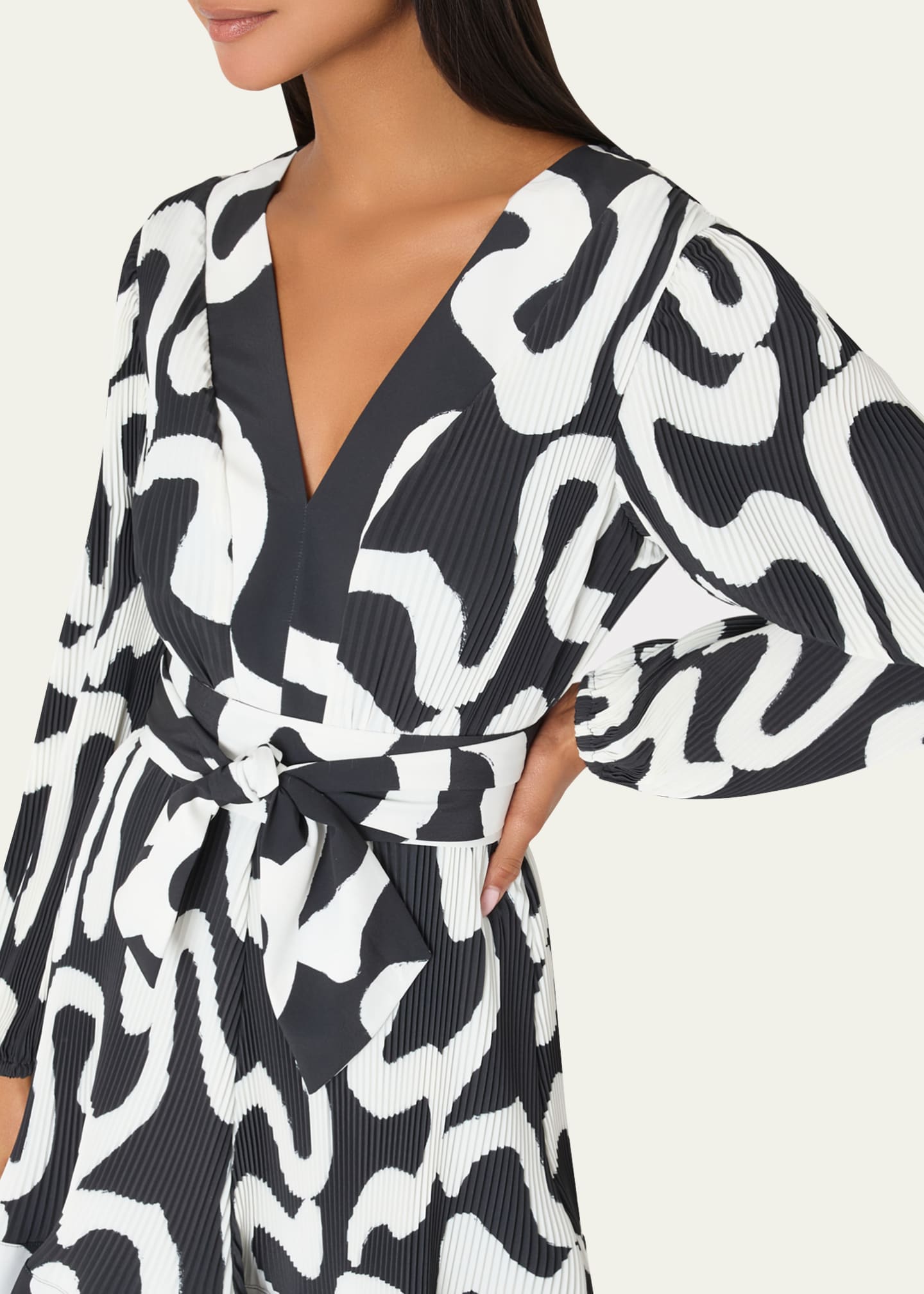 Milly Liv Pleated Ink Swirl Mini Dress Image 5 of 5