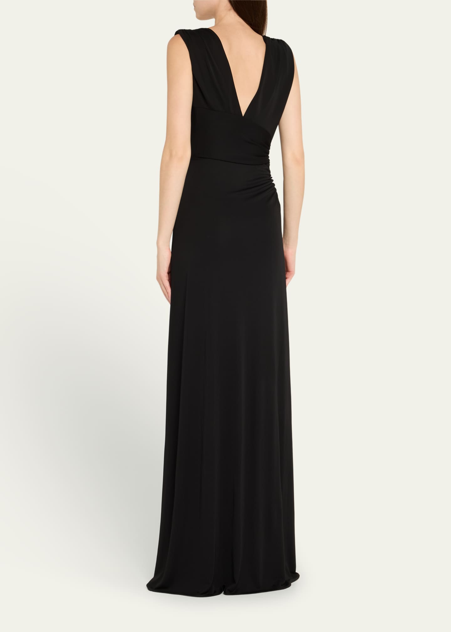 Alessia Plunging Draped Matte Jersey Gown