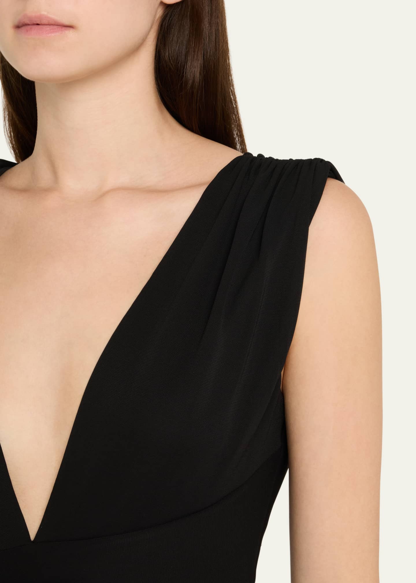 Alessia Plunging Draped Matte Jersey Gown