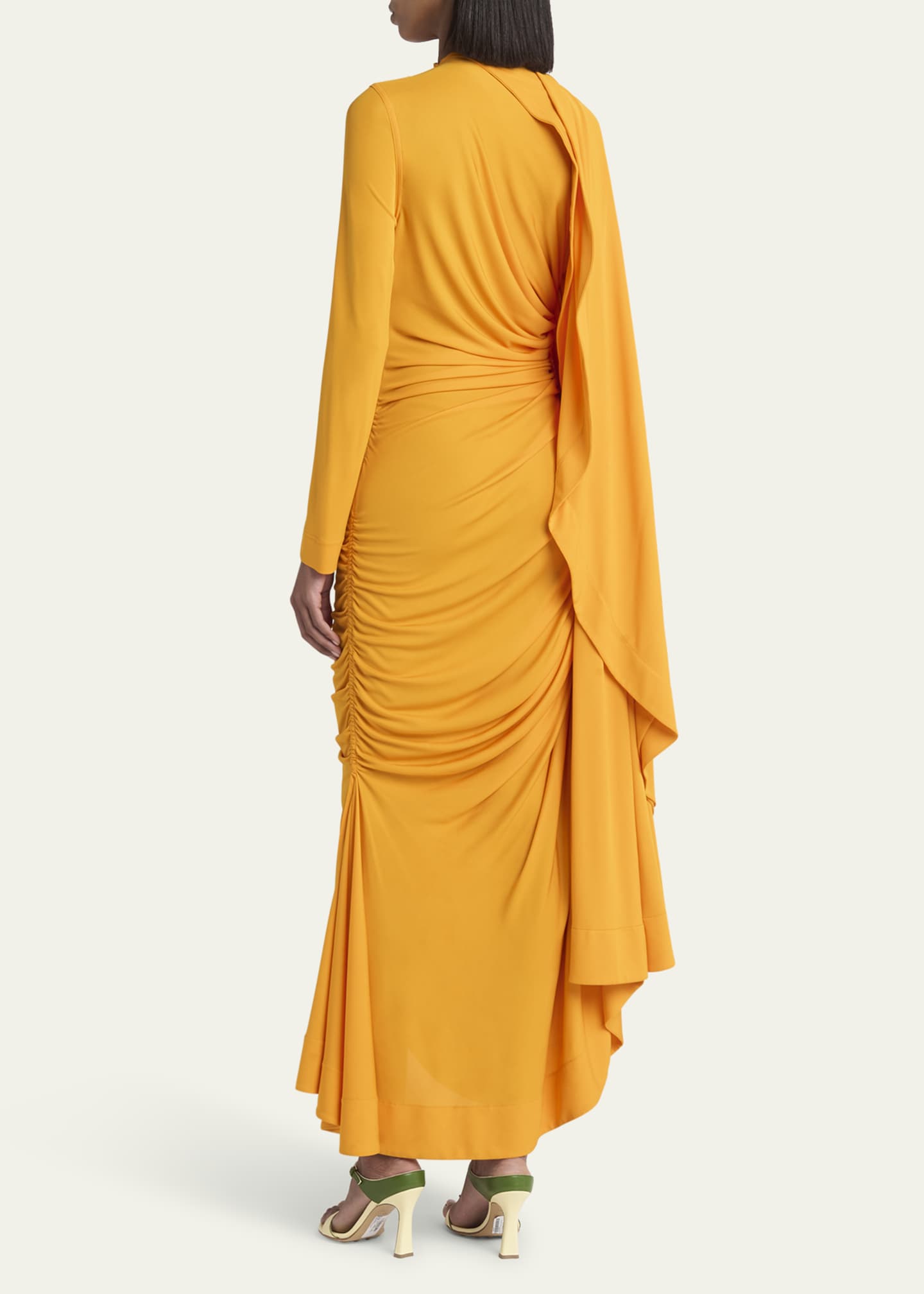 Bottega Veneta Draped Matte Viscose Jersey Cape Maxi Dress Image 3 of 5