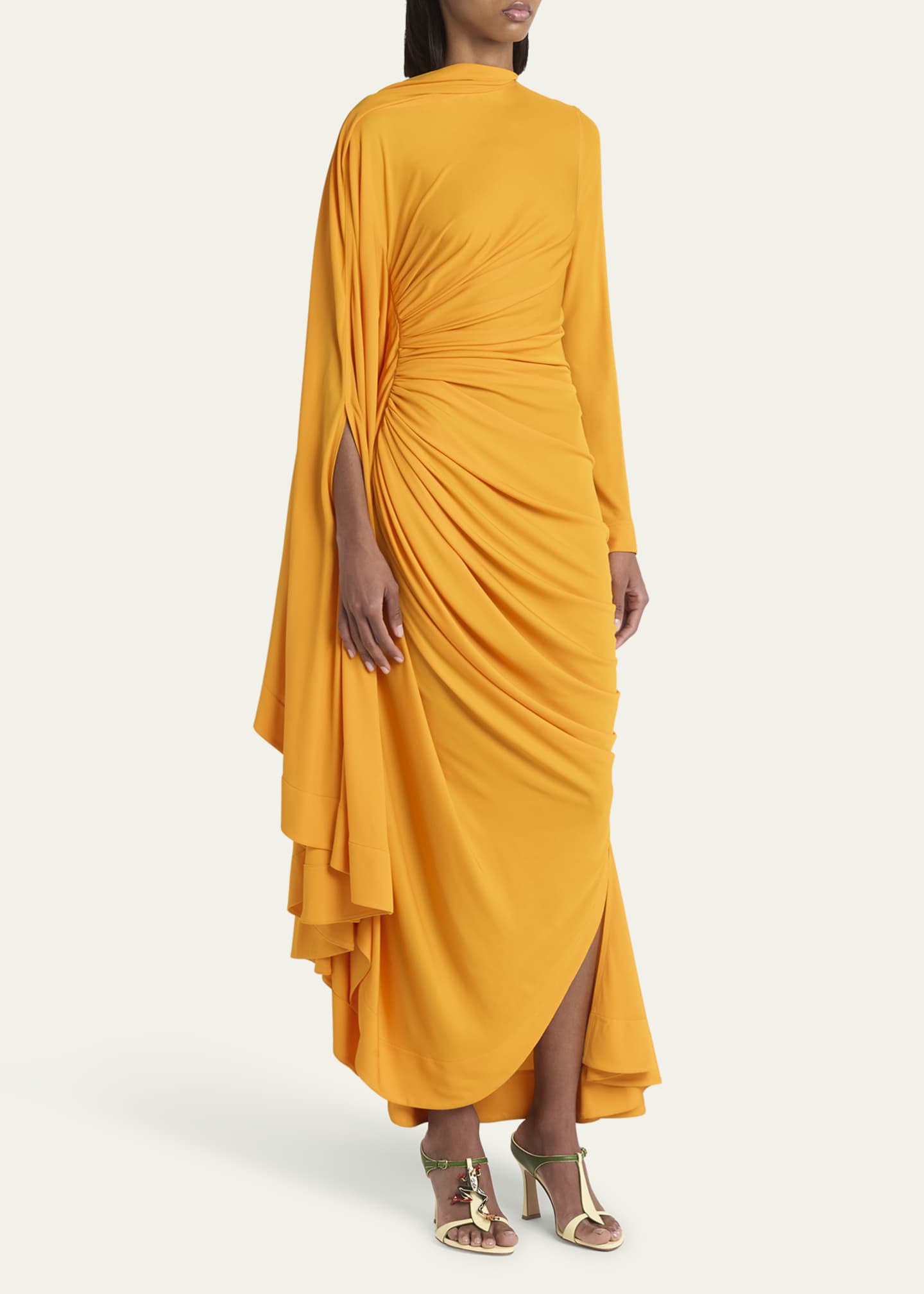 Bottega Veneta Draped Matte Viscose Jersey Cape Maxi Dress Image 4 of 5