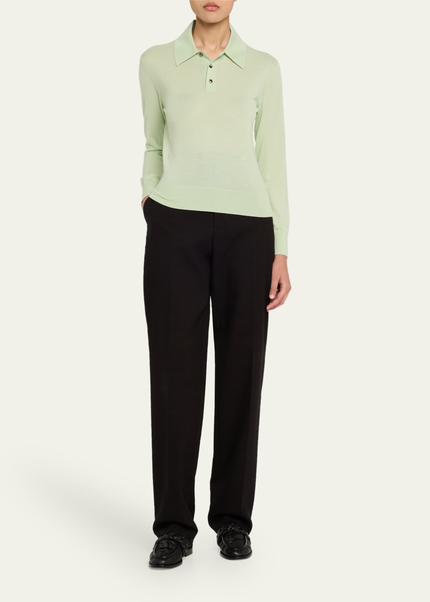 Bottega Veneta Long-Sleeve Fine Cashmere Polo Sweater