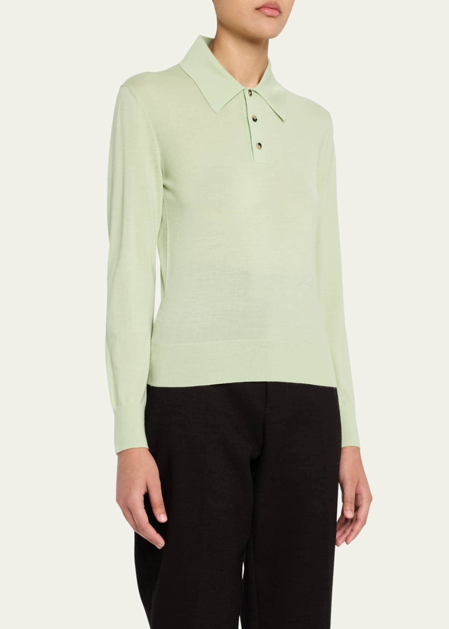 ボッテガヴェネタ Bottega Veneta Long Sleeves Cashmere Polo Bottega Veneta Long-Sleeve Fine Cashmere Polo Sweater