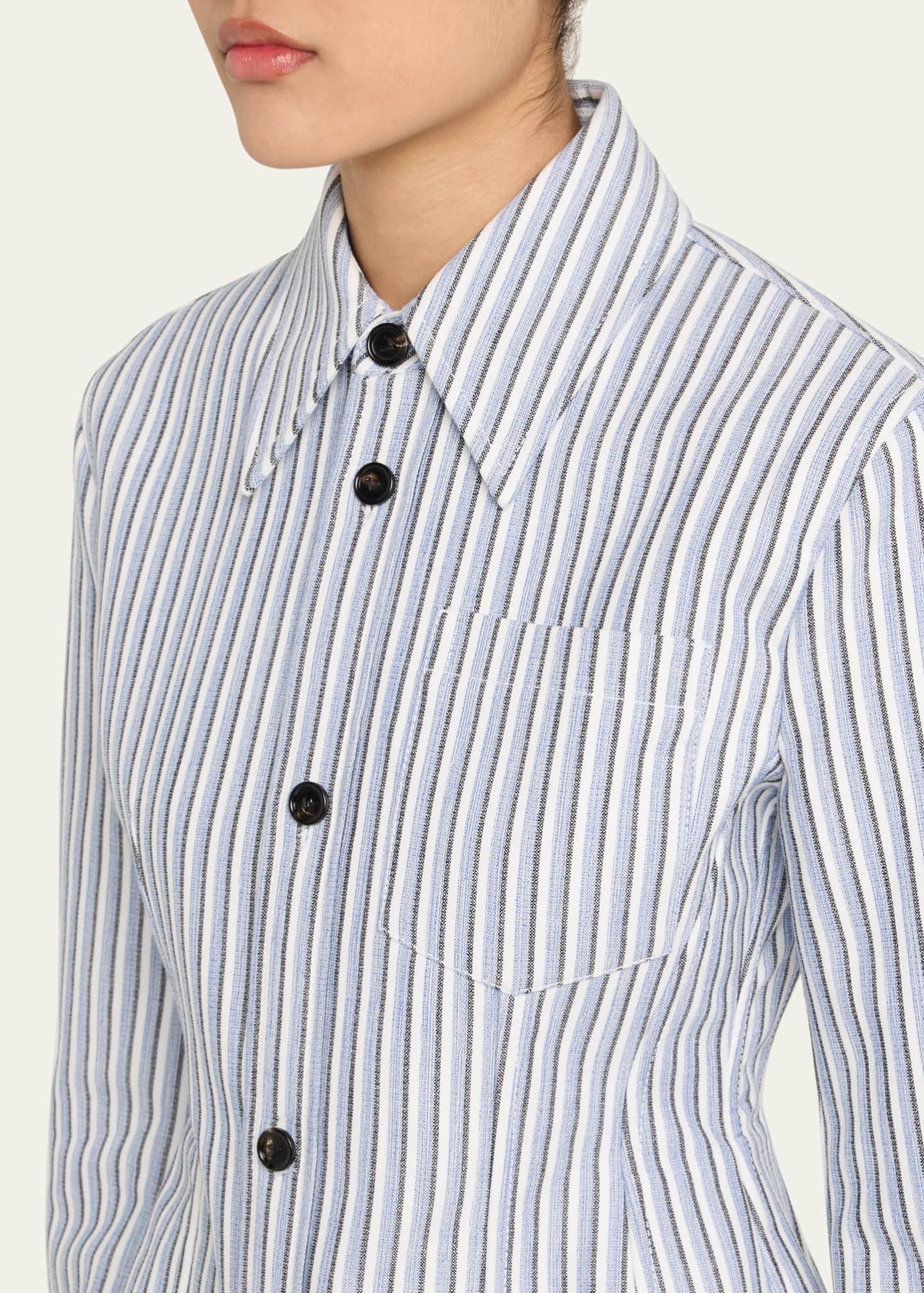 Bottega Veneta Structured Cotton Stripe Jacket Image 5 of 5