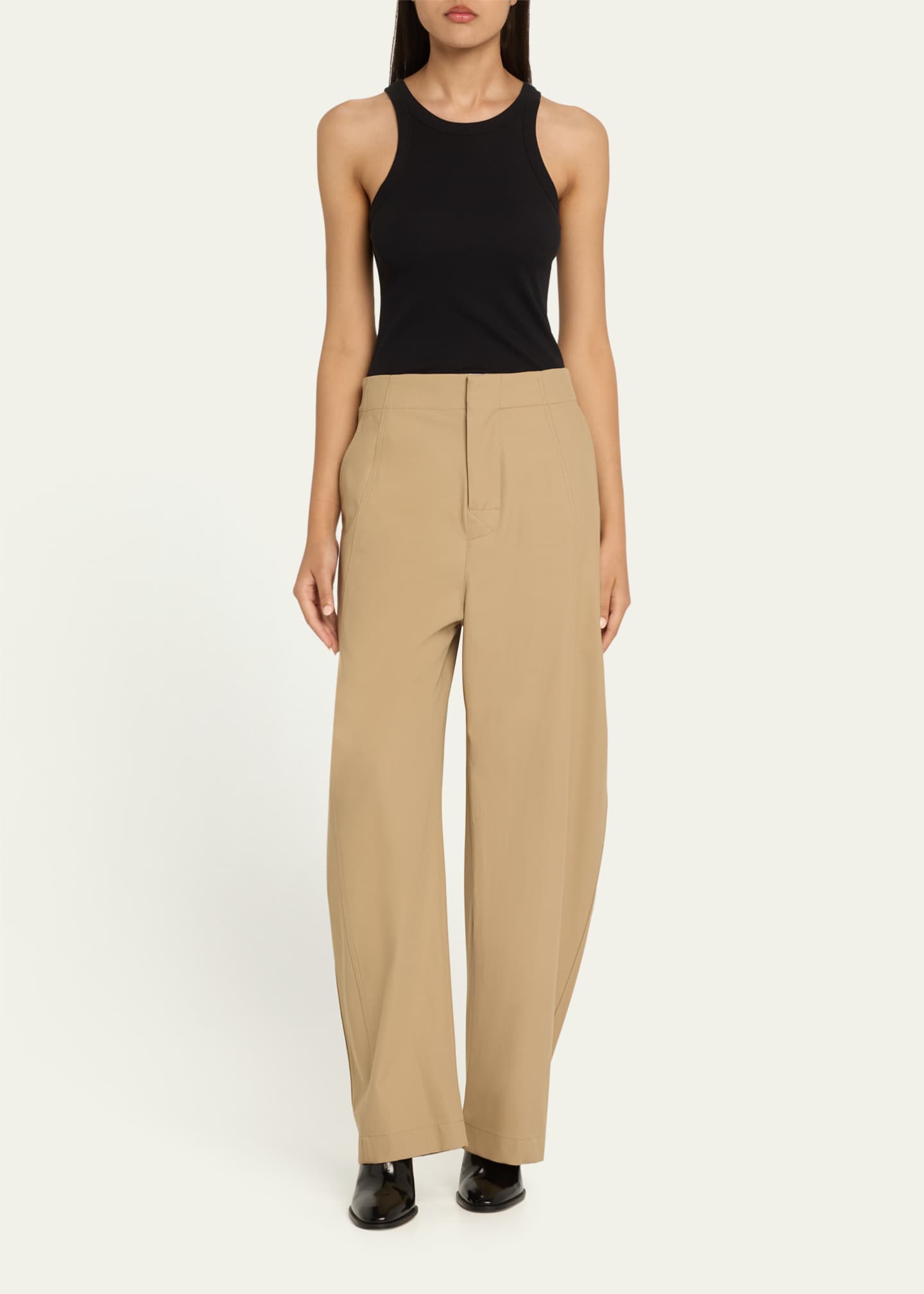 Bottega Veneta Fluid Cotton Twill Wide Leg Trousers Image 2 of 5