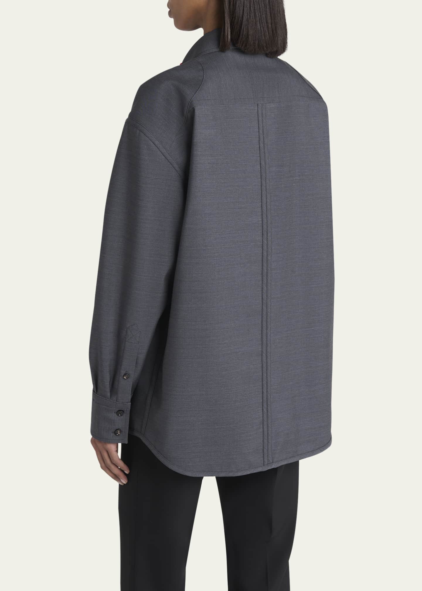 Bottega Veneta Matches-Collar Travel Light Wool Shirt Image 3 of 5