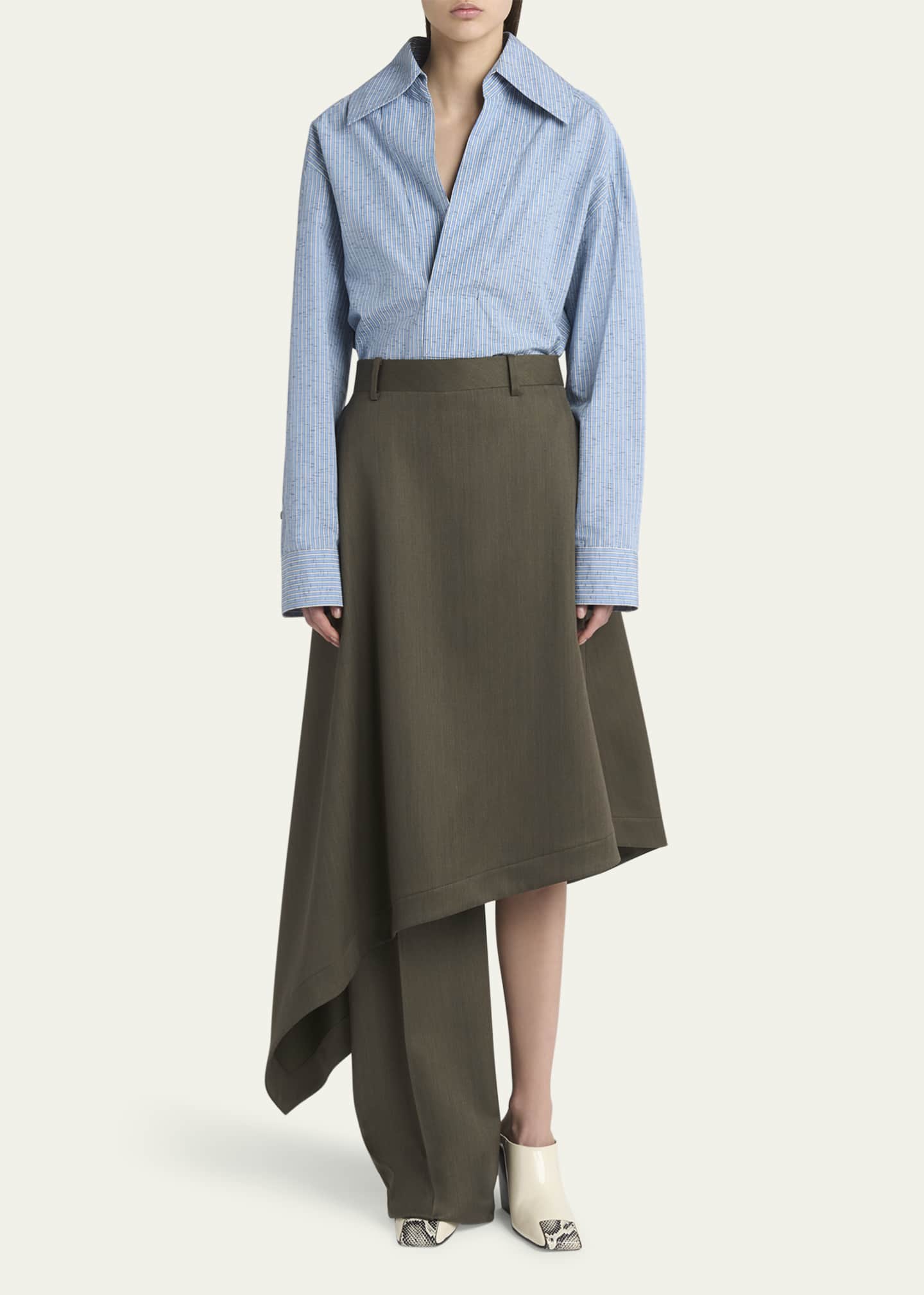 Bottega Veneta Asymmetric Wool Skirt Trousers Image 2 of 5