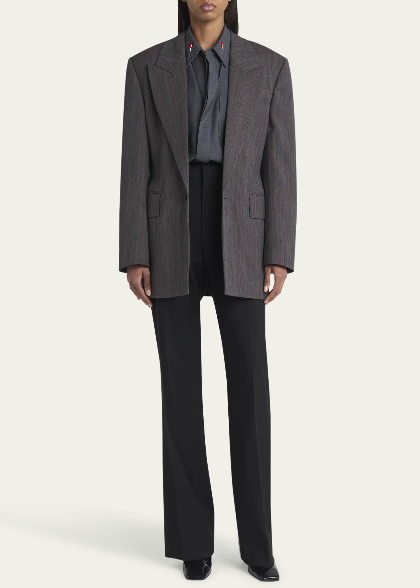 Bottega Veneta Subtle Stripe Melange Wool Jacket Image 2 of 5
