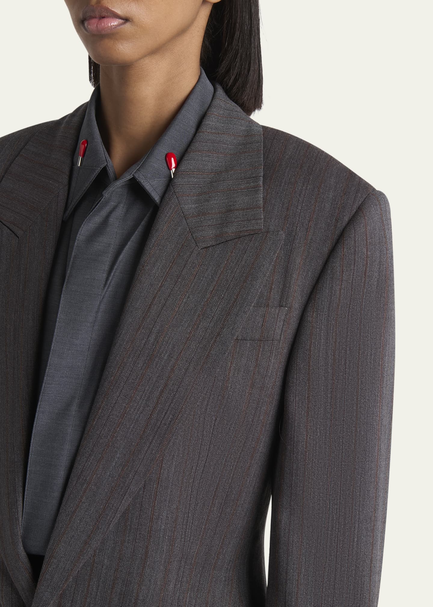 Bottega Veneta Subtle Stripe Melange Wool Jacket Image 5 of 5