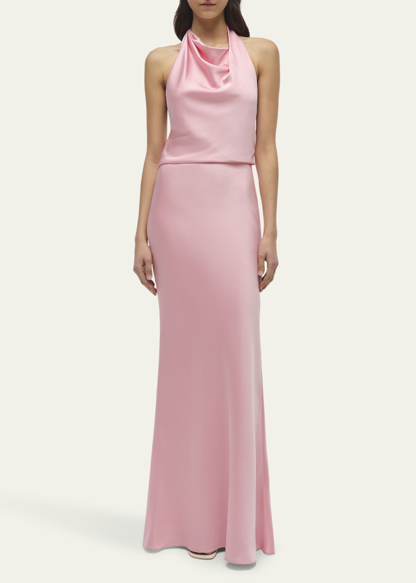 SIMKHAI Reannon Draped Satin Halter Gown Image 2 of 5
