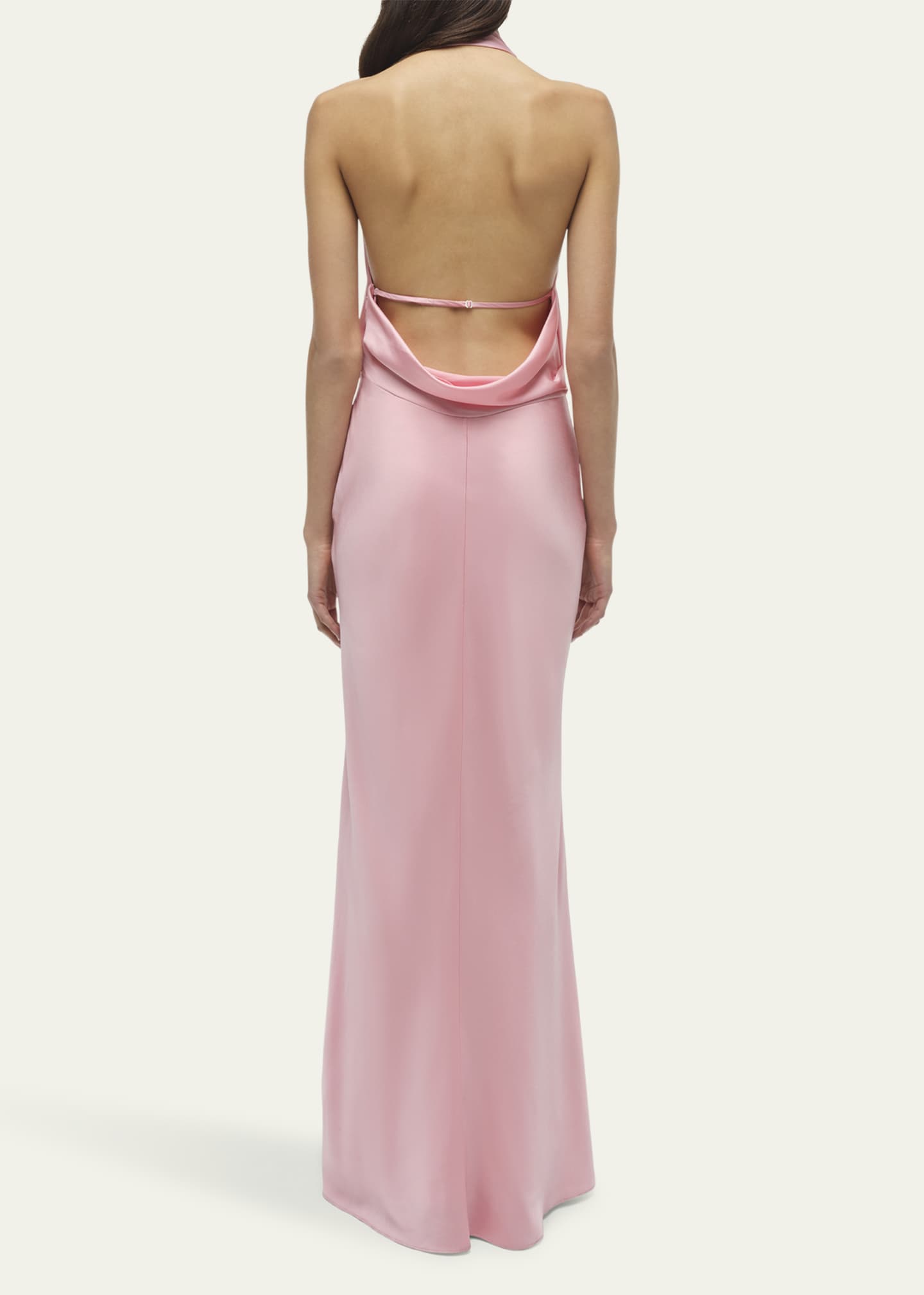 SIMKHAI Reannon Draped Satin Halter Gown Image 3 of 5