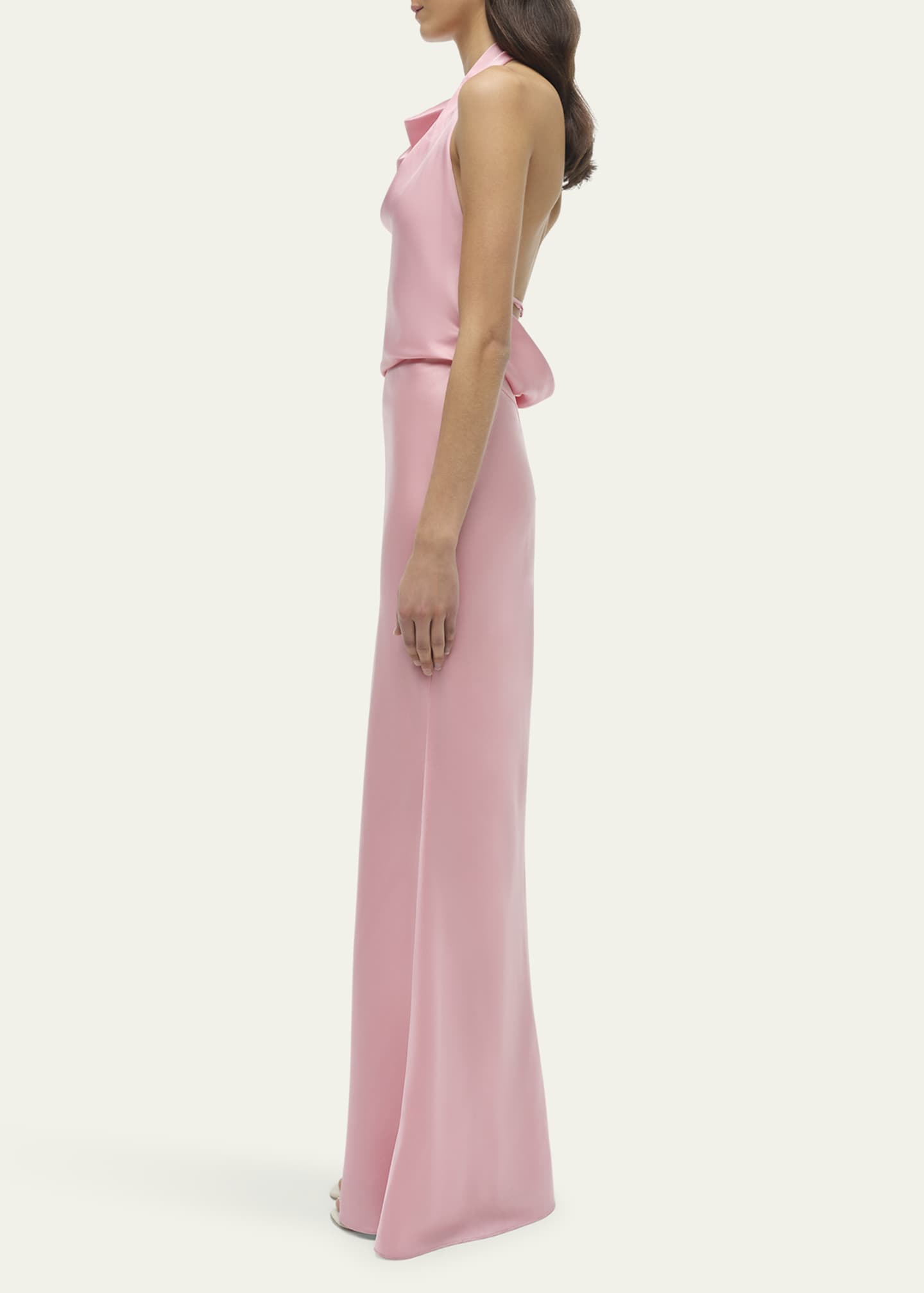 SIMKHAI Reannon Draped Satin Halter Gown Image 4 of 5