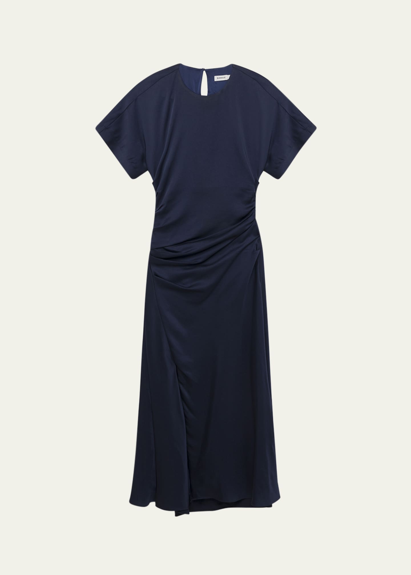 SIMKHAI Marabella Draped Short-Sleeve Midi Dress Image 1 of 5