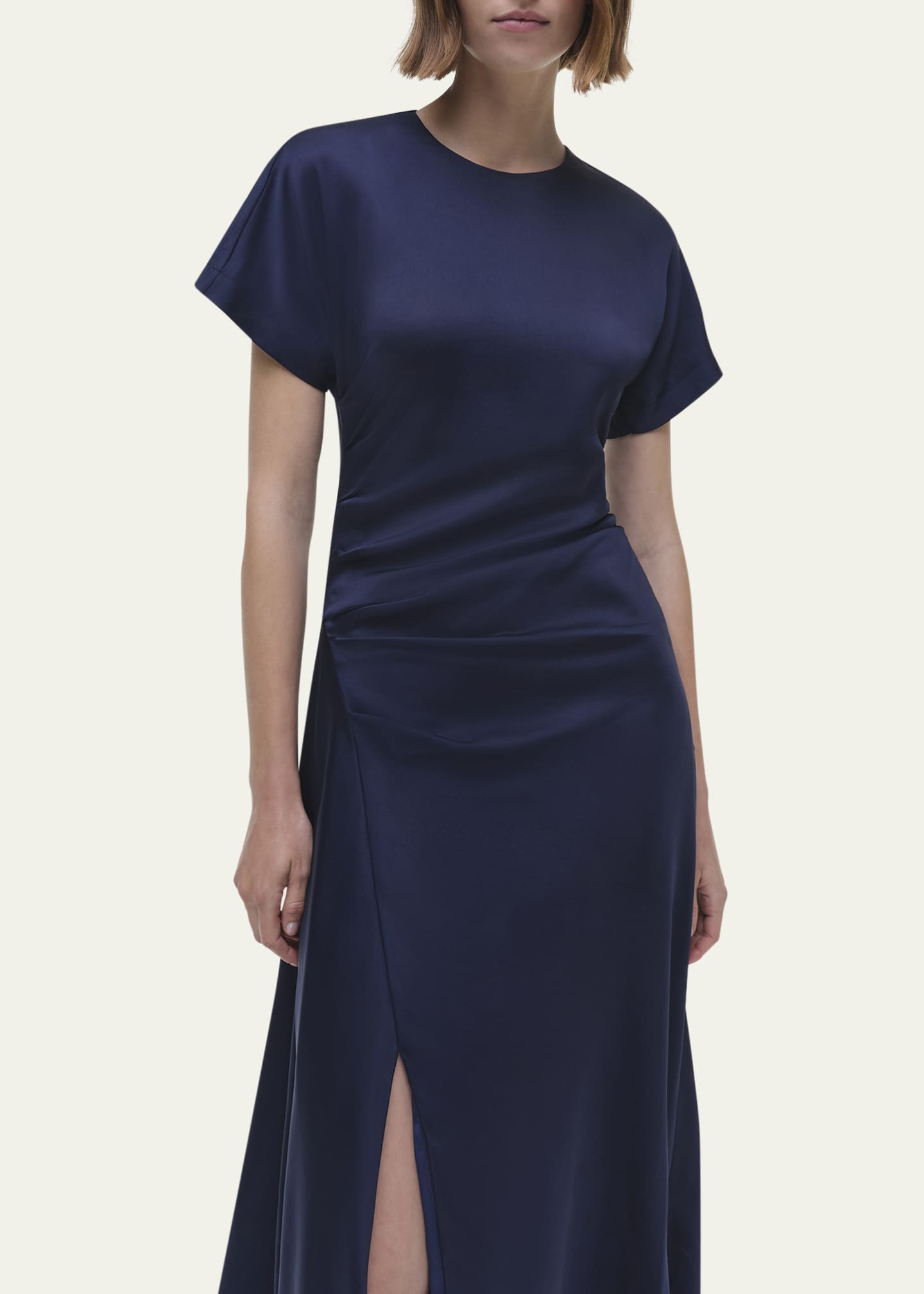 SIMKHAI Marabella Draped Short-Sleeve Midi Dress Image 5 of 5
