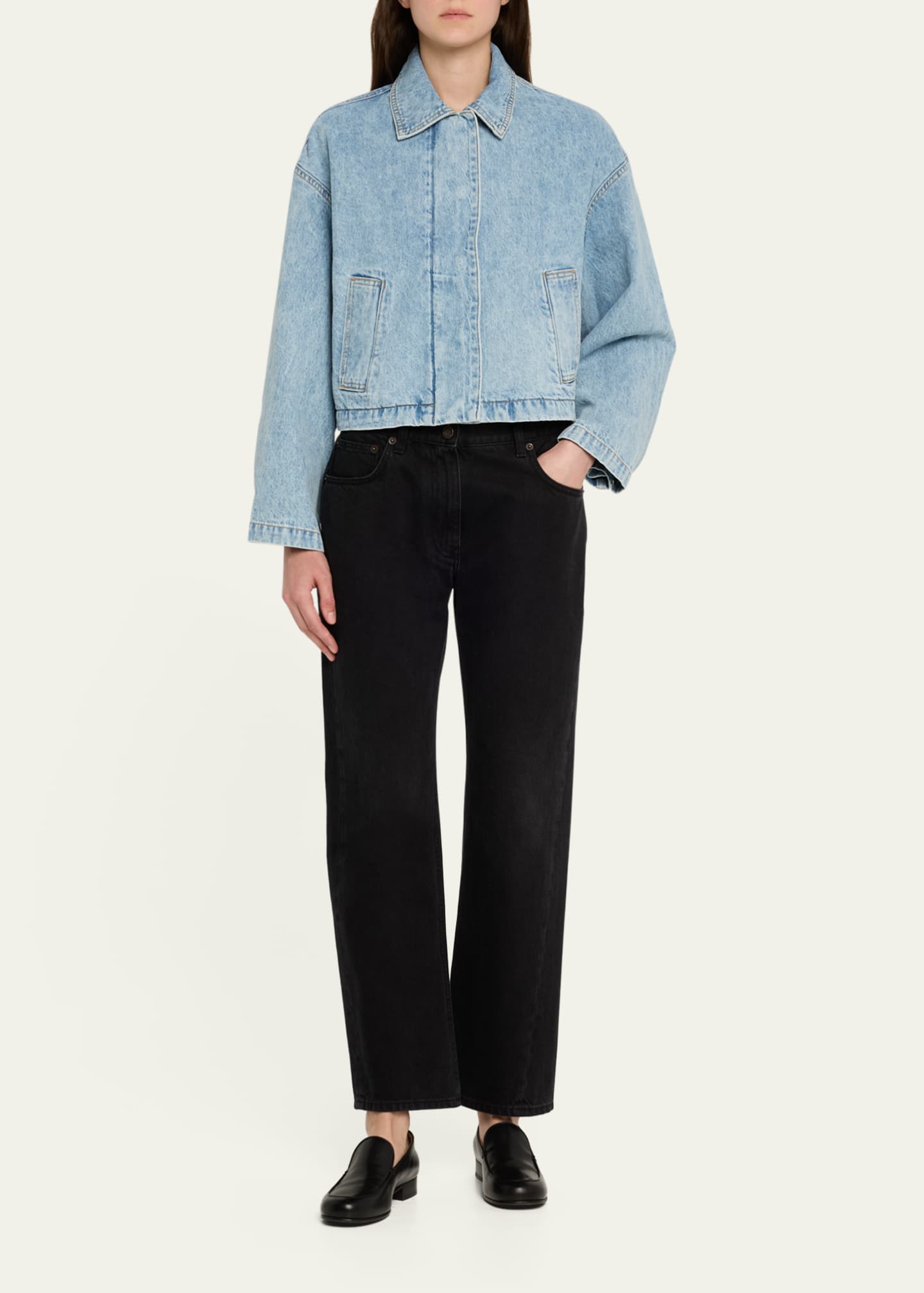 SIMKHAI Everli Cropped Denim Jacket Image 2 of 5