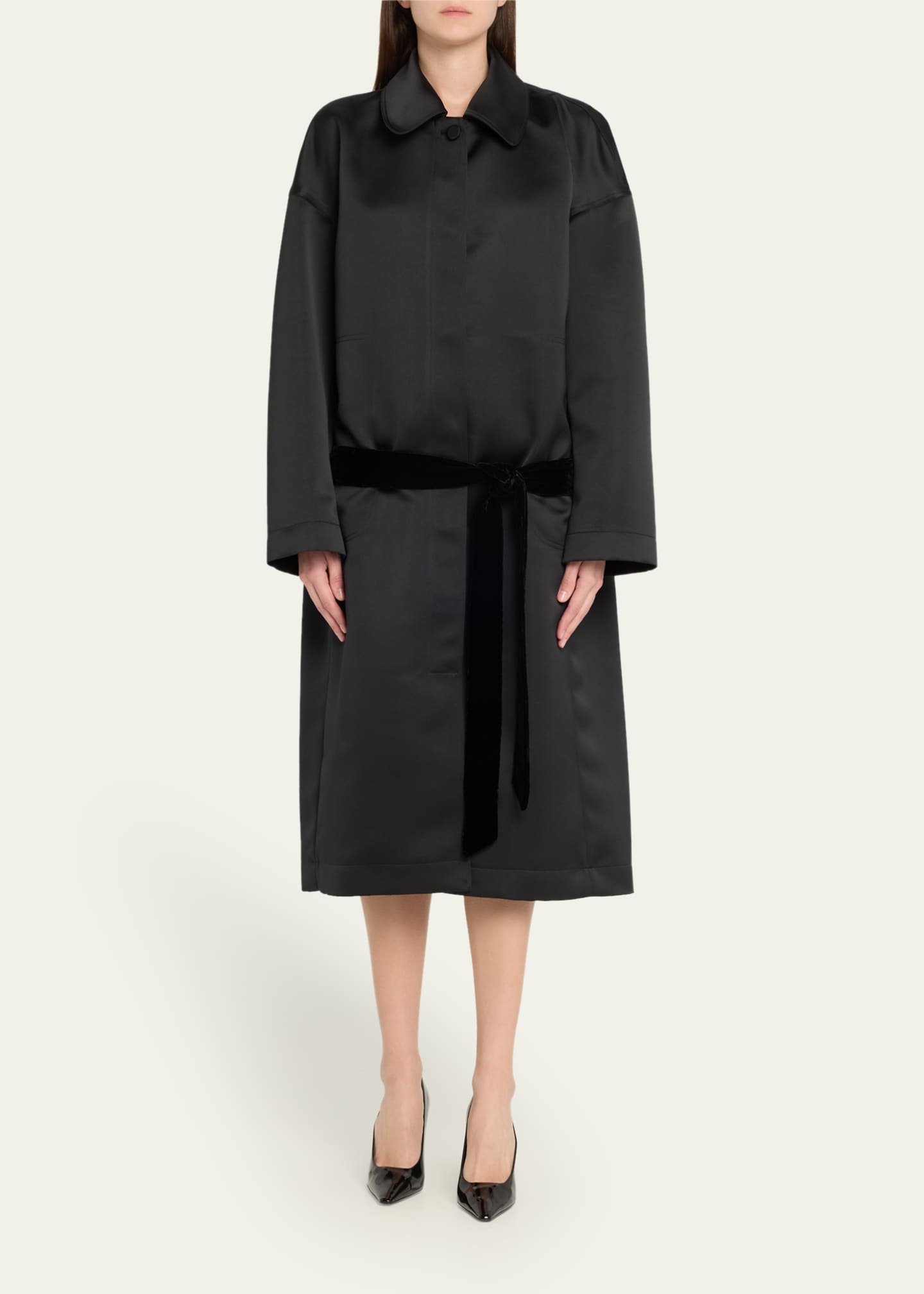 Bach Mai Velvet Tie-Back Oversized Lab Coat Image 2 of 5