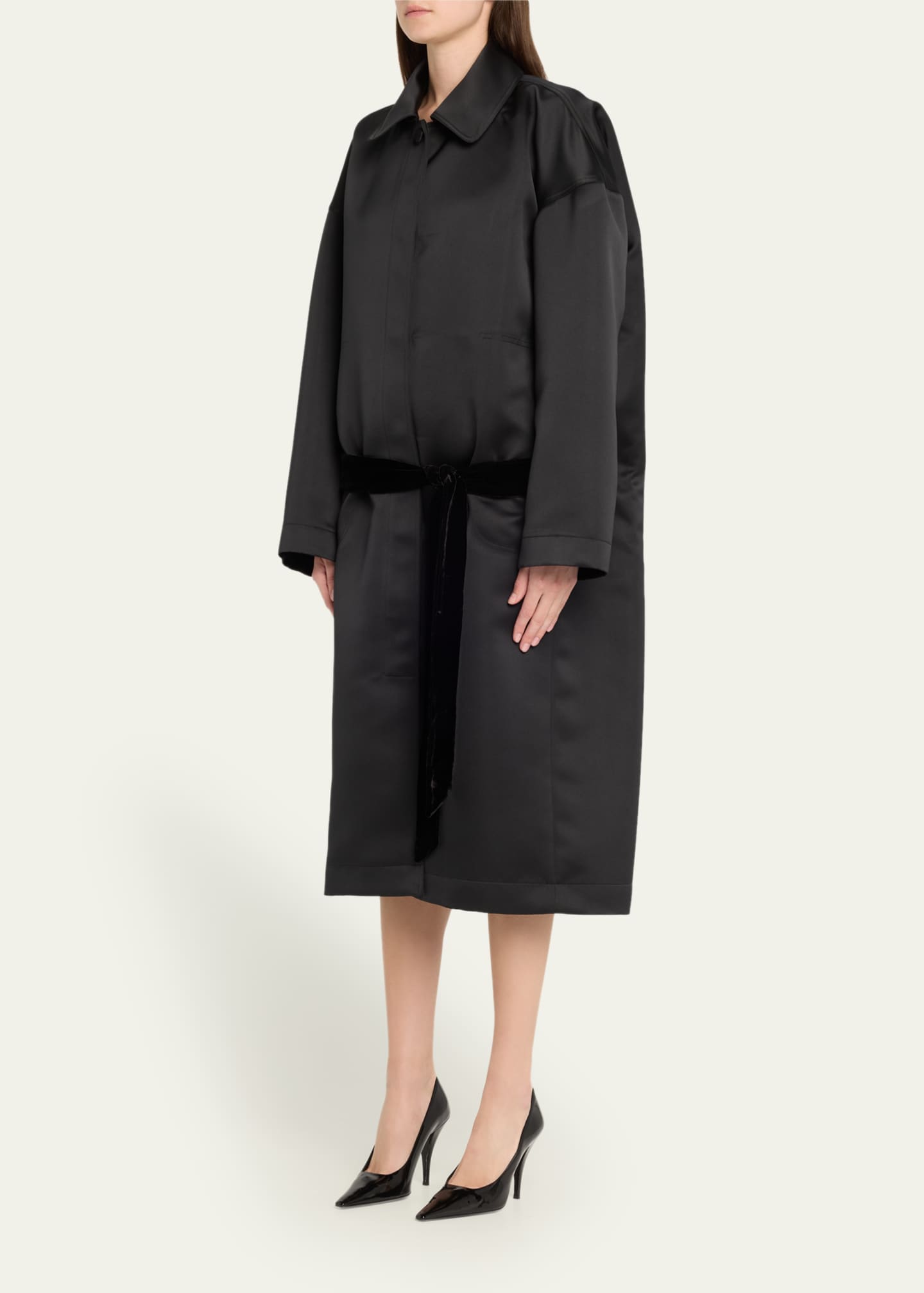 Bach Mai Velvet Tie-Back Oversized Lab Coat Image 4 of 5