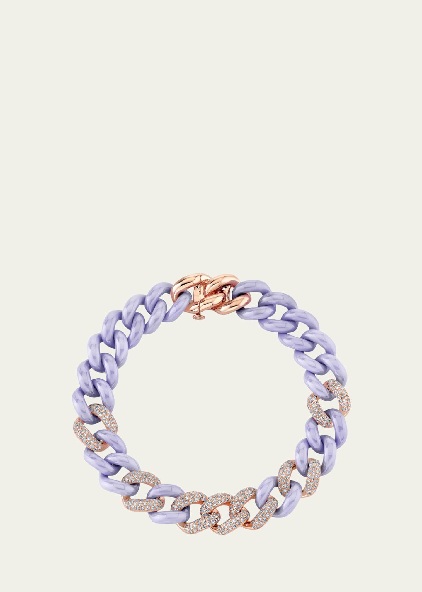 SHAY 18K Rose Gold Pavé Diamond & Lavender Ceramic Essential Link Bracelet