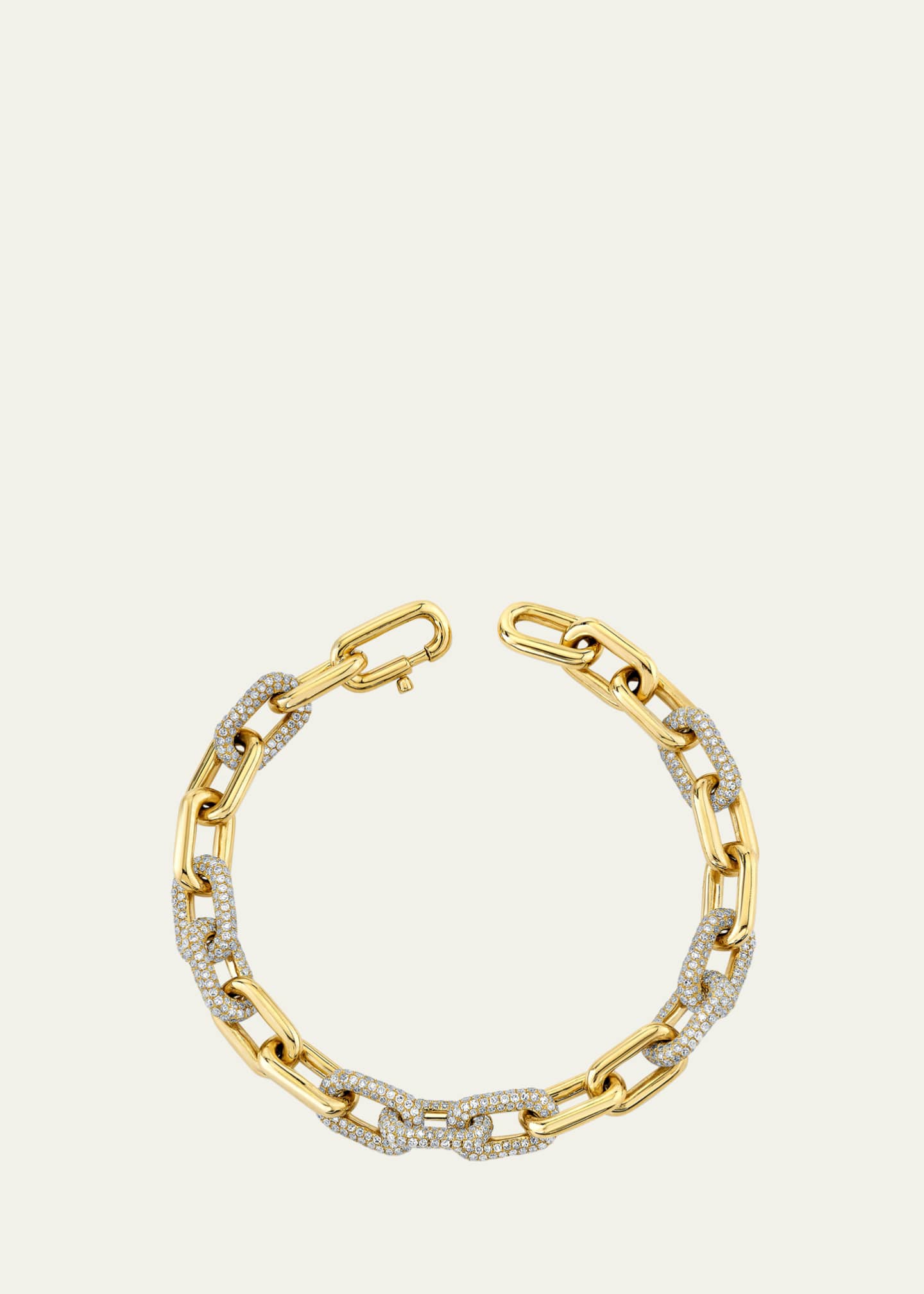 SHAY 18K Yellow Gold Pavé Diamond Alternating Cable Link Bracelet