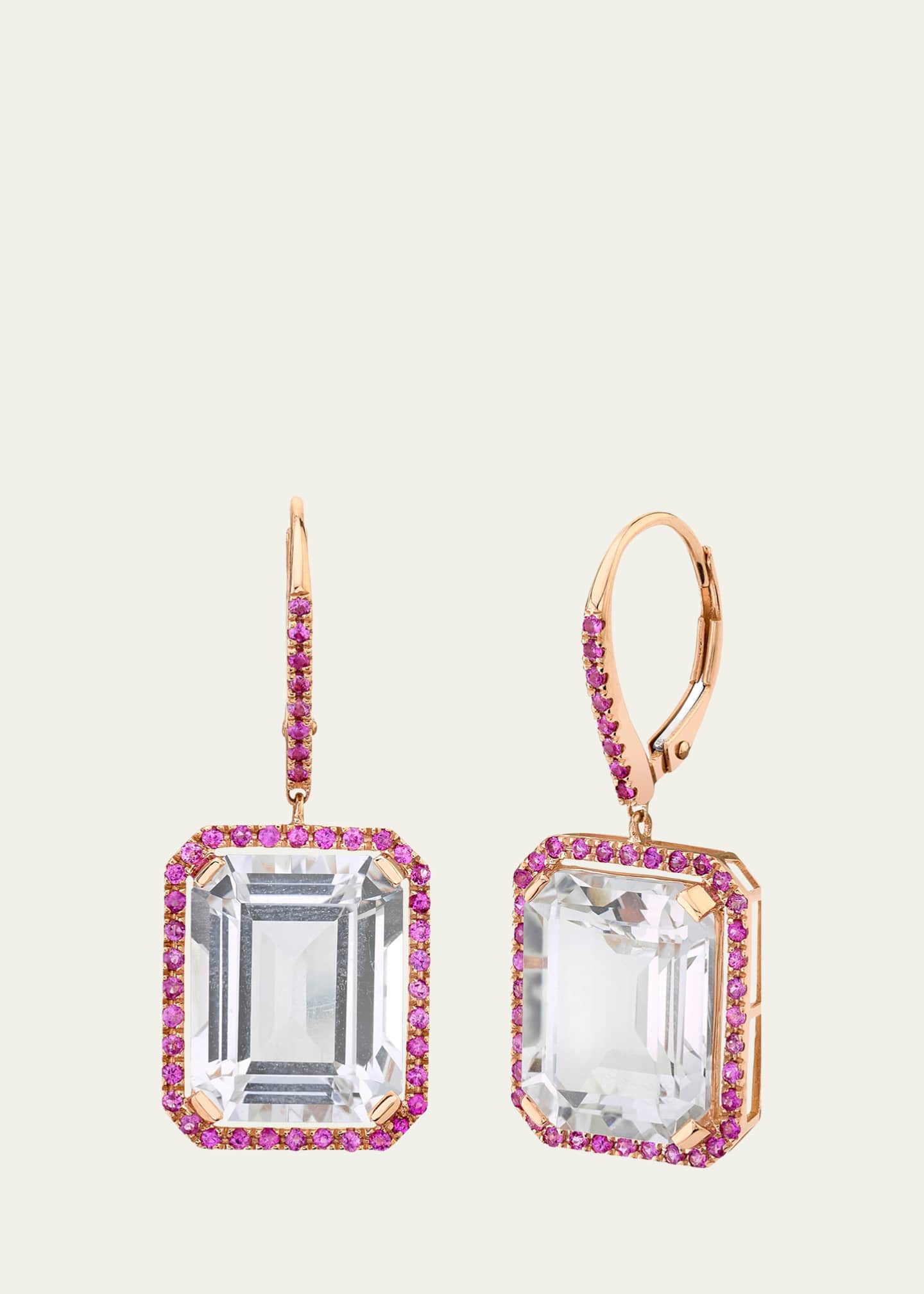 SHAY 18K Rose Gold Pink Sapphire and White Topaz Portrait Earrings