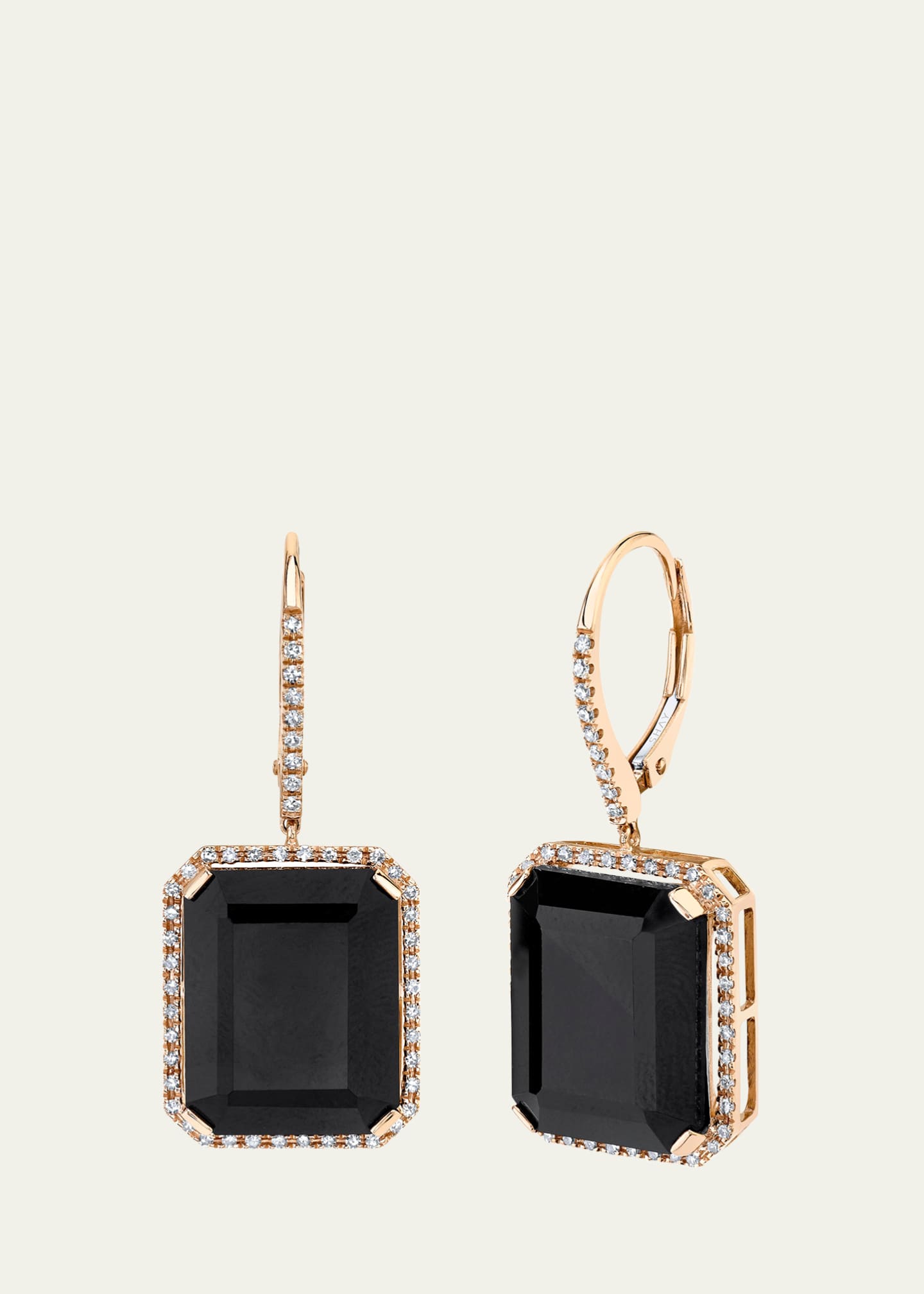 SHAY 18K Rose Gold Black Onyx and Diamond Portrait Gemstone Earrings