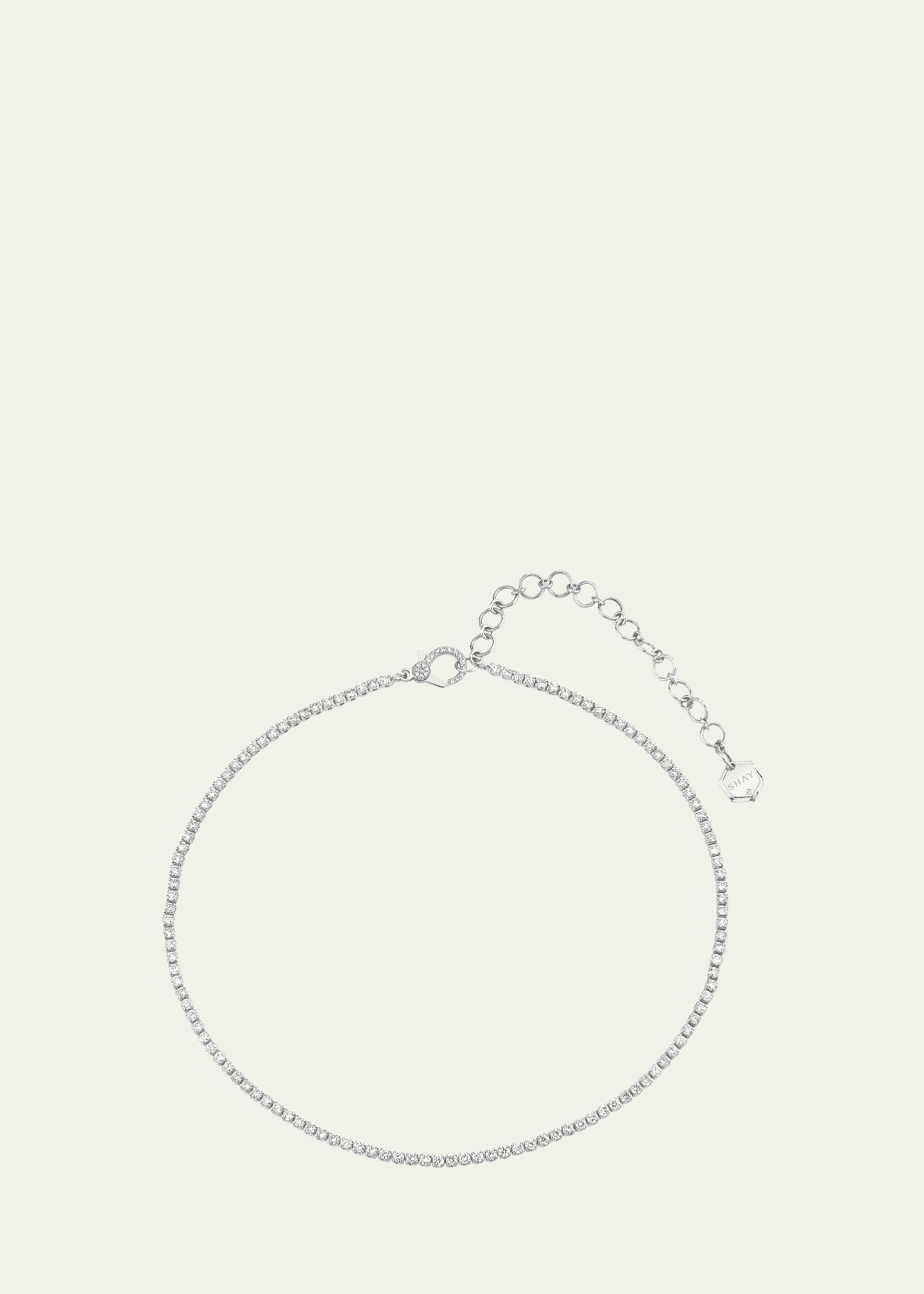 SHAY 18K White Gold Single Line Diamond Threads Choker