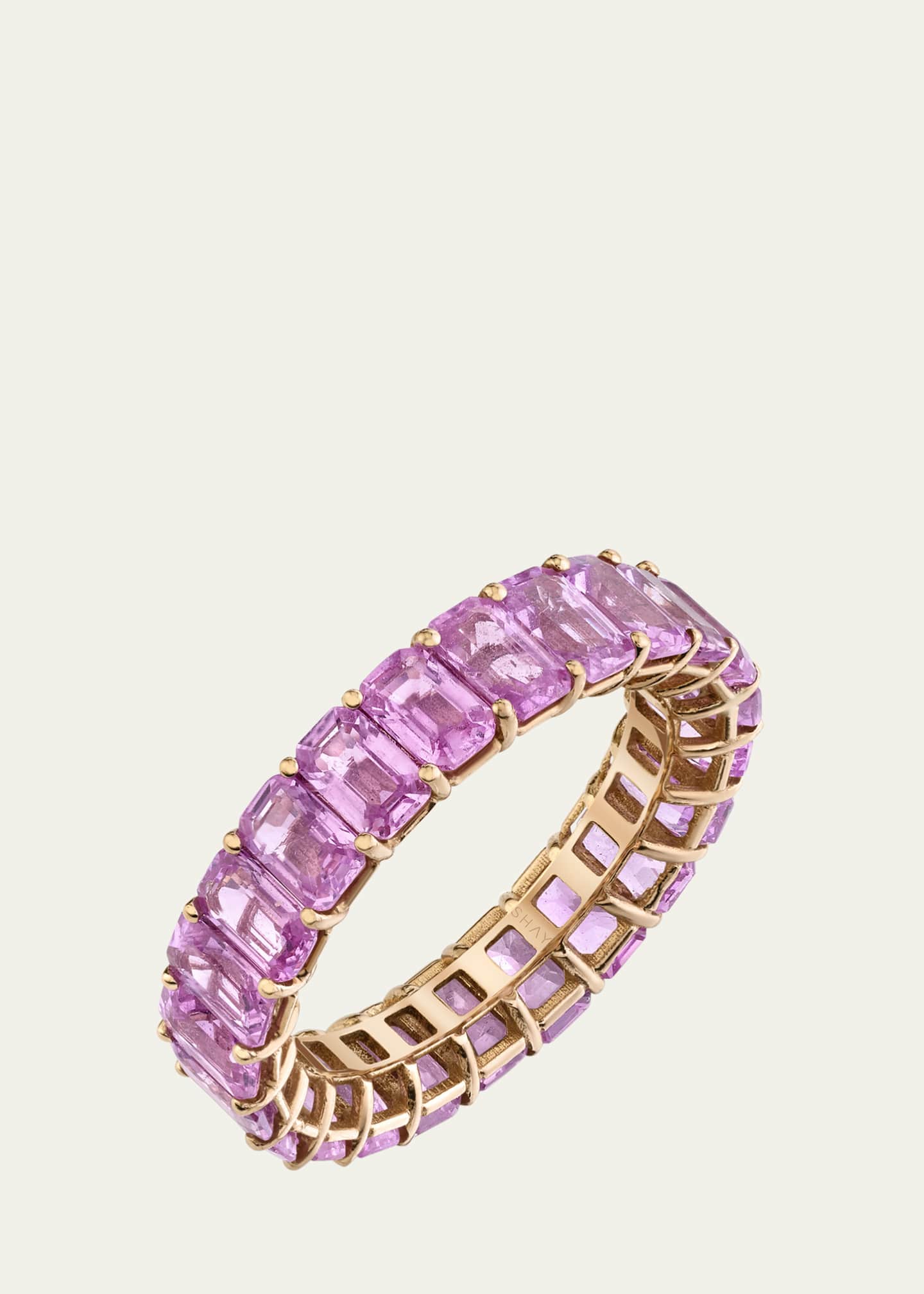 SHAY 18K Rose Gold Pink Sapphire Eternity Ring, Size 7