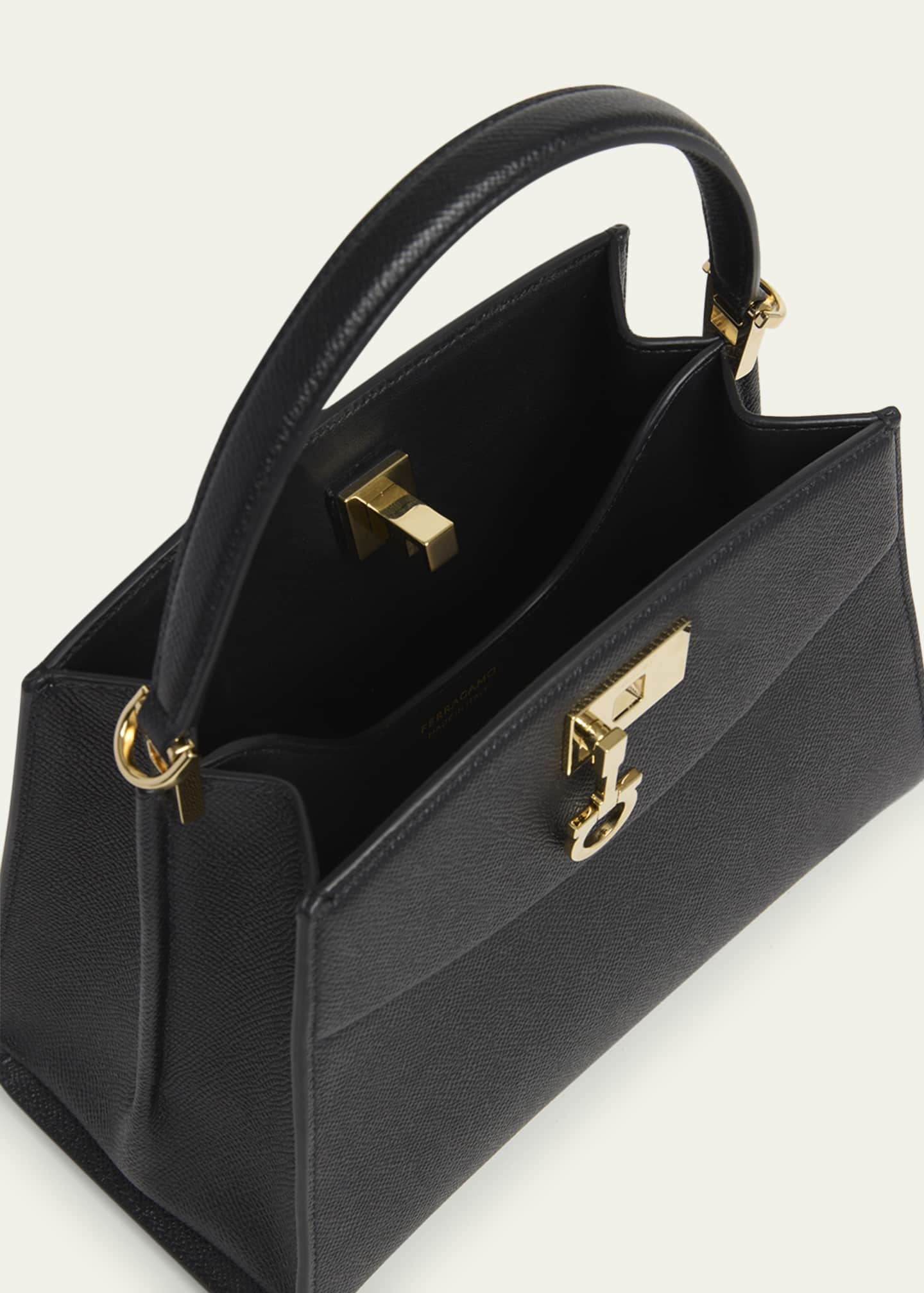 Ferragamo The New Studio Small Box Leather Top-Handle Bag Image 3 of 4