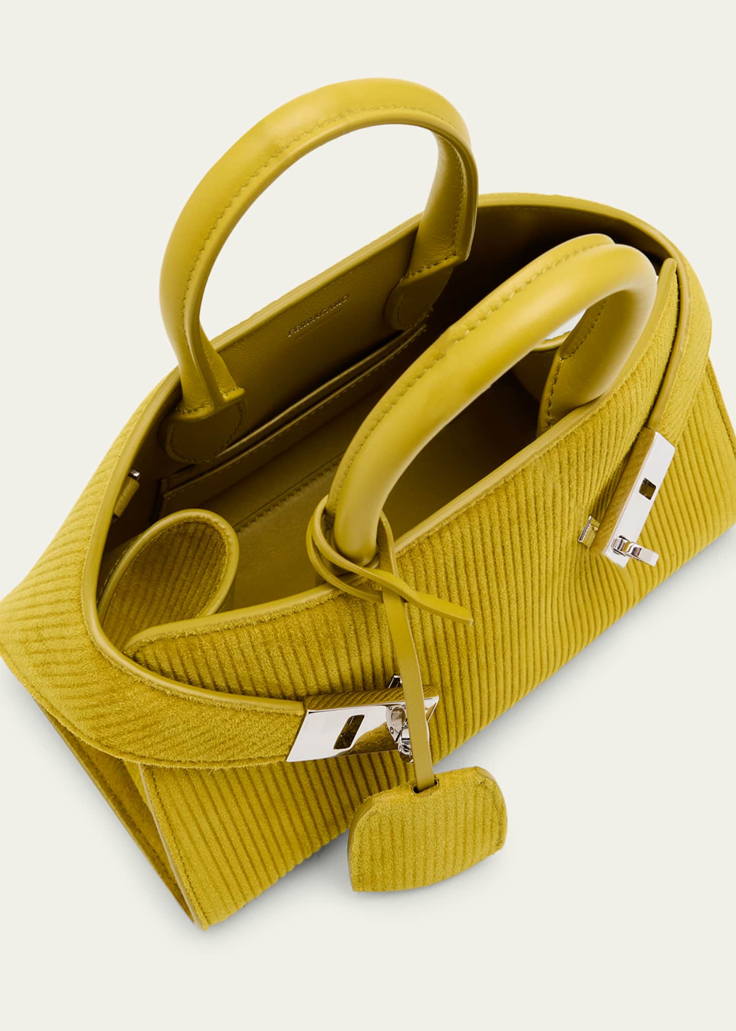 Ferragamo Hug Medium Suede Corduroy Top-Handle Bag Image 4 of 6