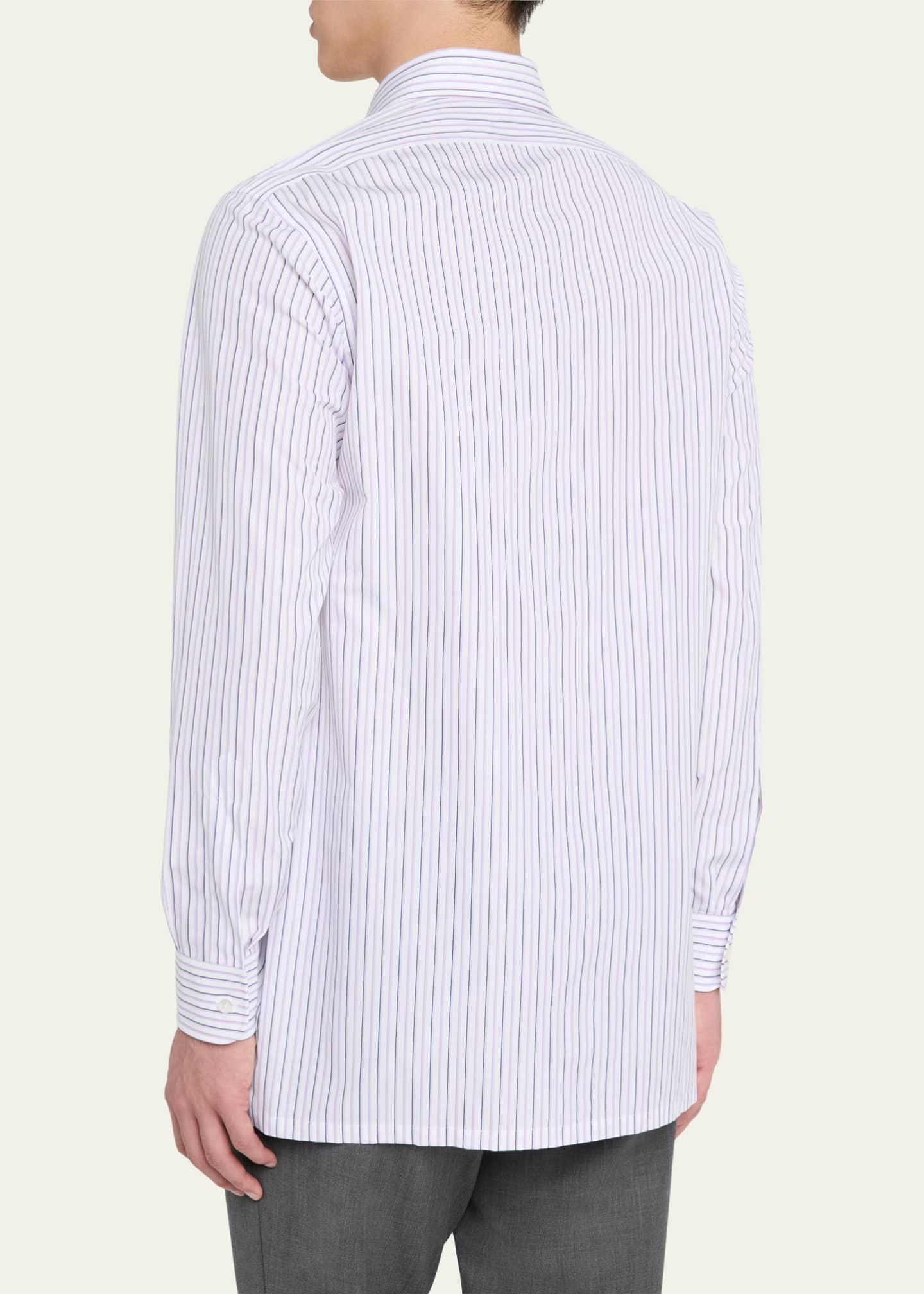 Charvet Men's Cotton Stripe Spread-Collar Sport Shirt Image 3 of 5