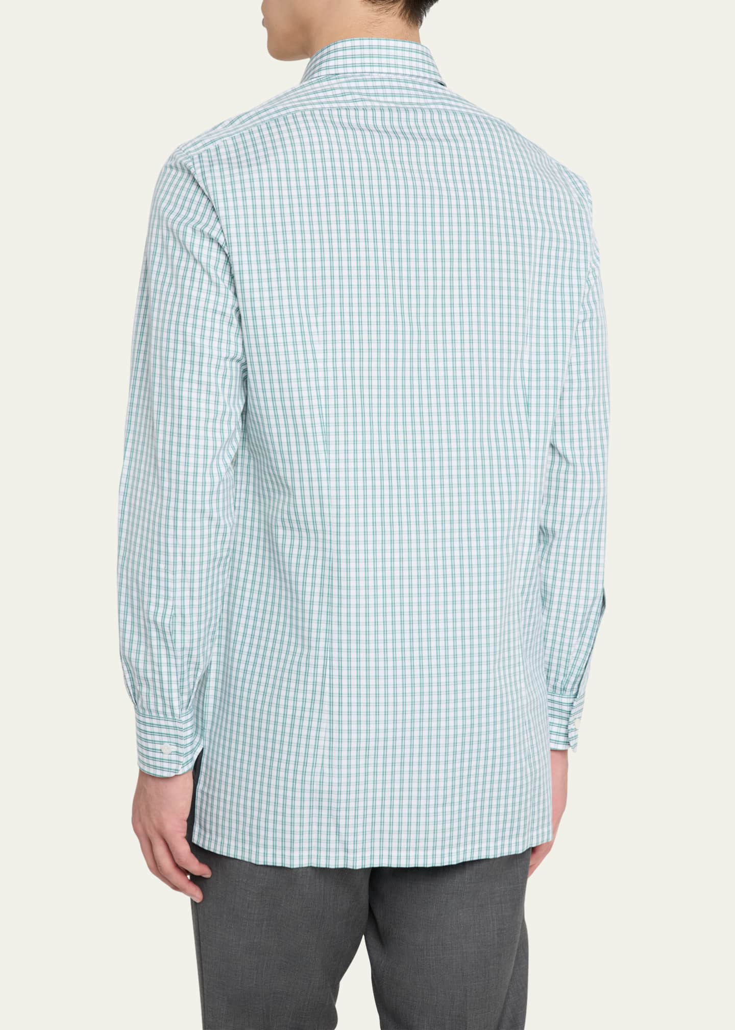 Charvet Men's Cotton Graph Check Sport Shirt Image 3 of 5