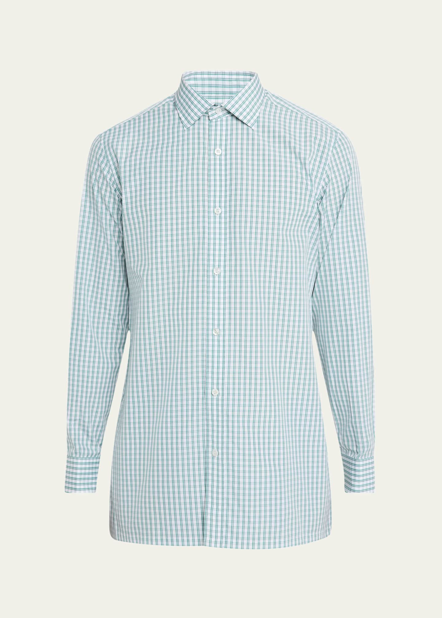 Charvet Men's Cotton Graph Check Sport Shirt Image 1 of 5