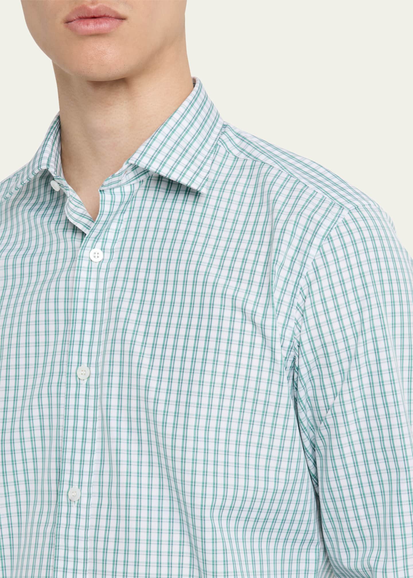 Charvet Men's Cotton Graph Check Sport Shirt Image 5 of 5