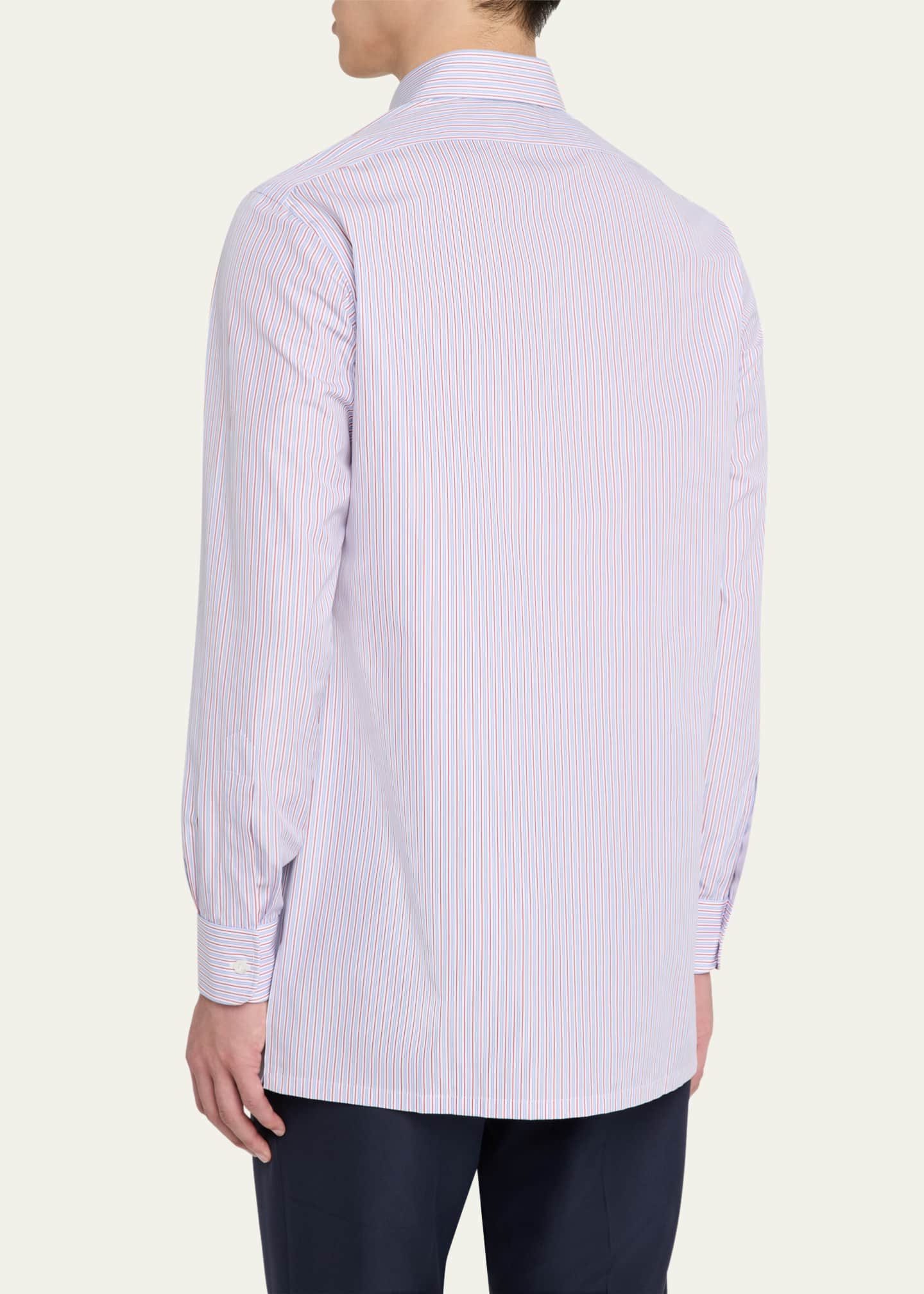 Charvet Men's Cotton Stripe Point-Collar Sport Shirt Image 3 of 5