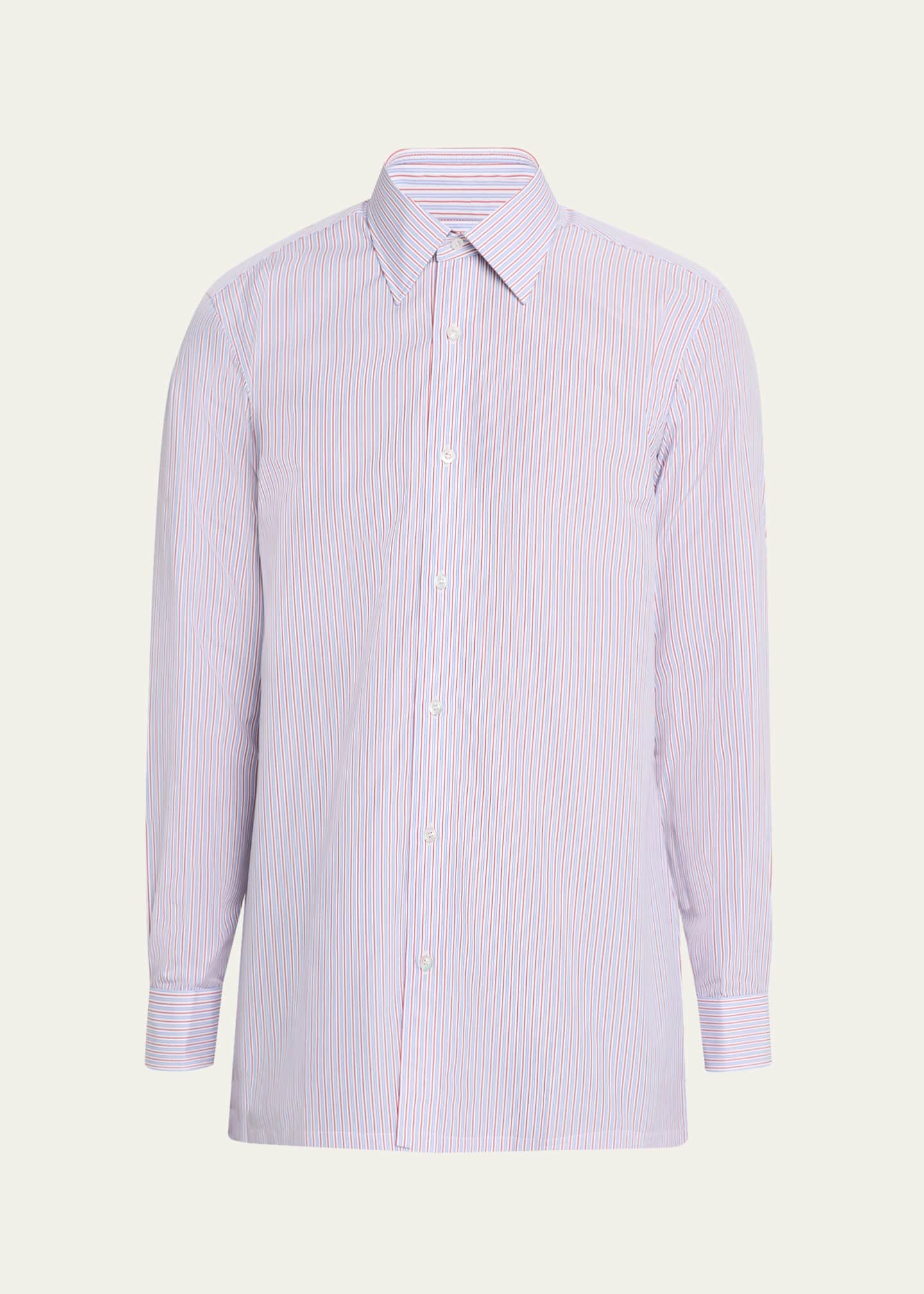 Charvet Men's Cotton Stripe Point-Collar Sport Shirt Image 1 of 5