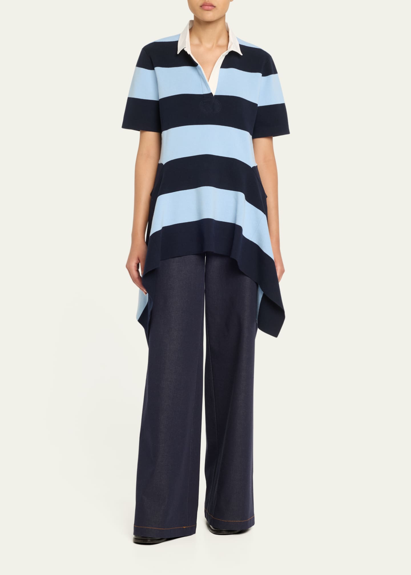 Monse Striped Half Placket Knit Polo Top Image 2 of 5
