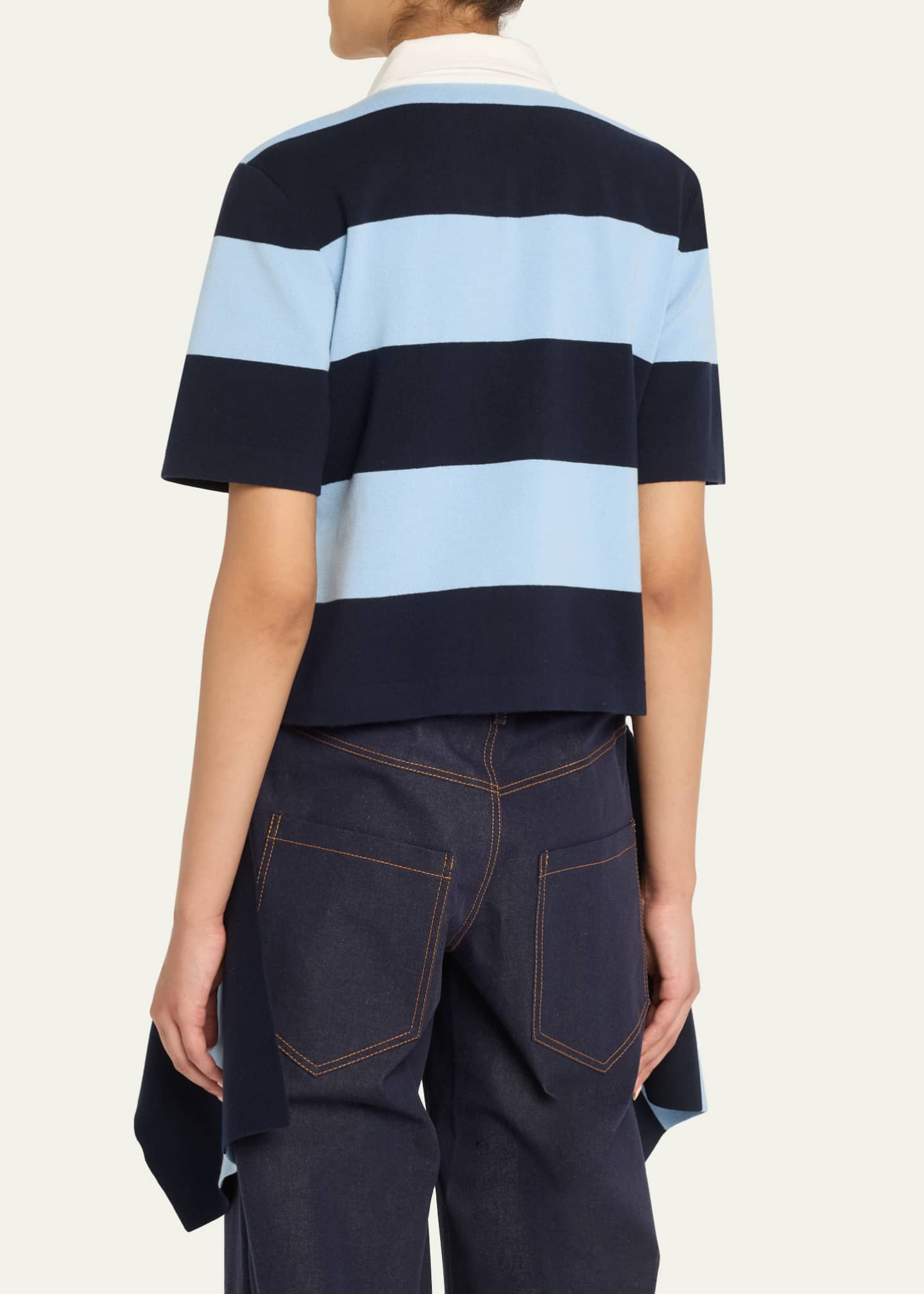 Monse Striped Half Placket Knit Polo Top Image 3 of 5