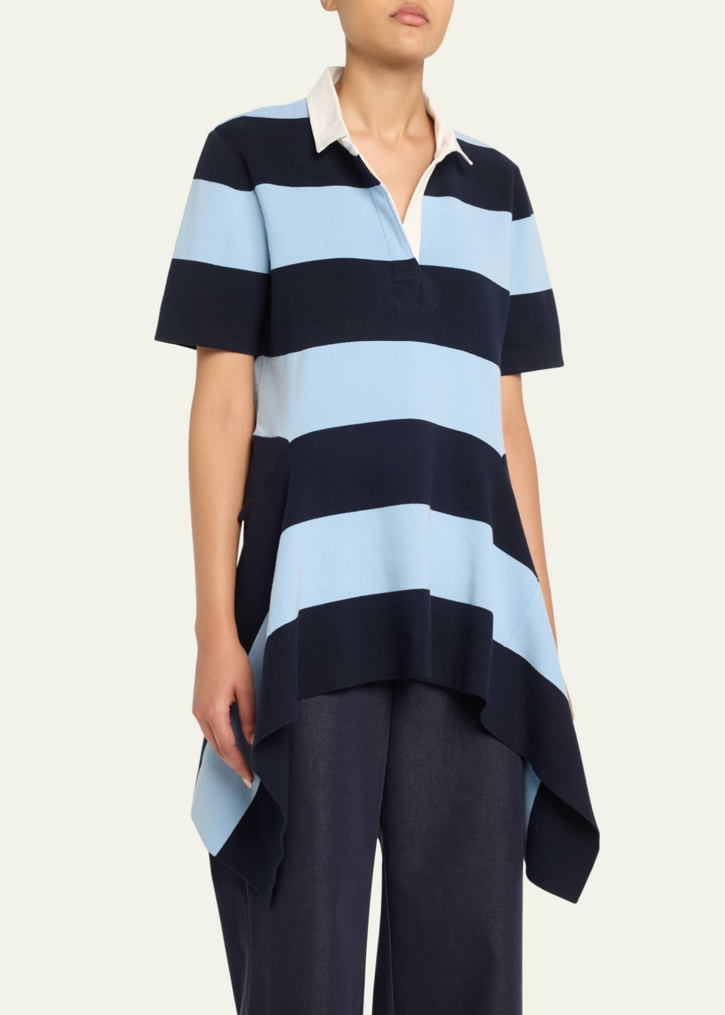 Monse Striped Half Placket Knit Polo Top Image 4 of 5