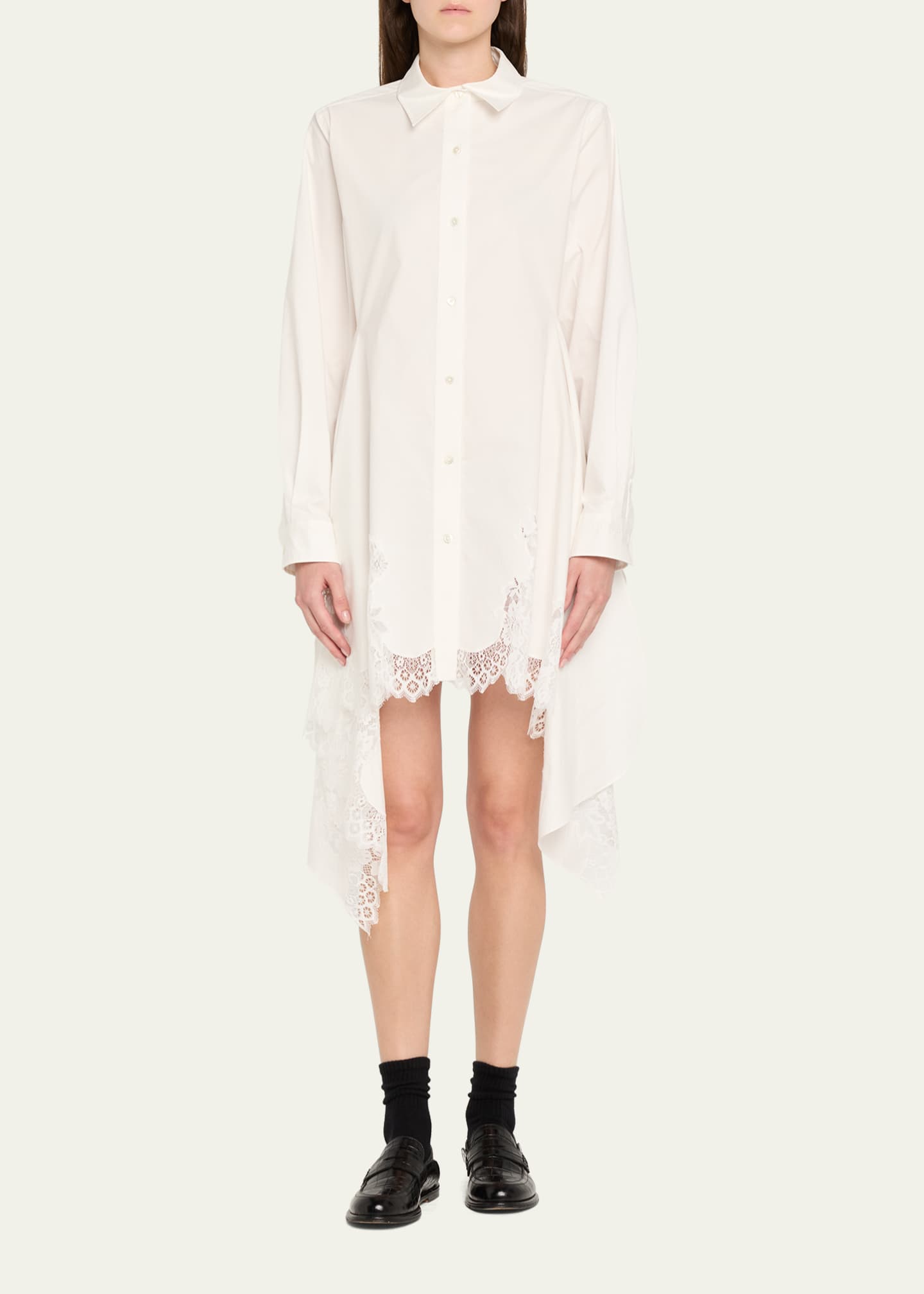 Monse Lace Cascade Front Cotton Poplin Shirt Image 2 of 5