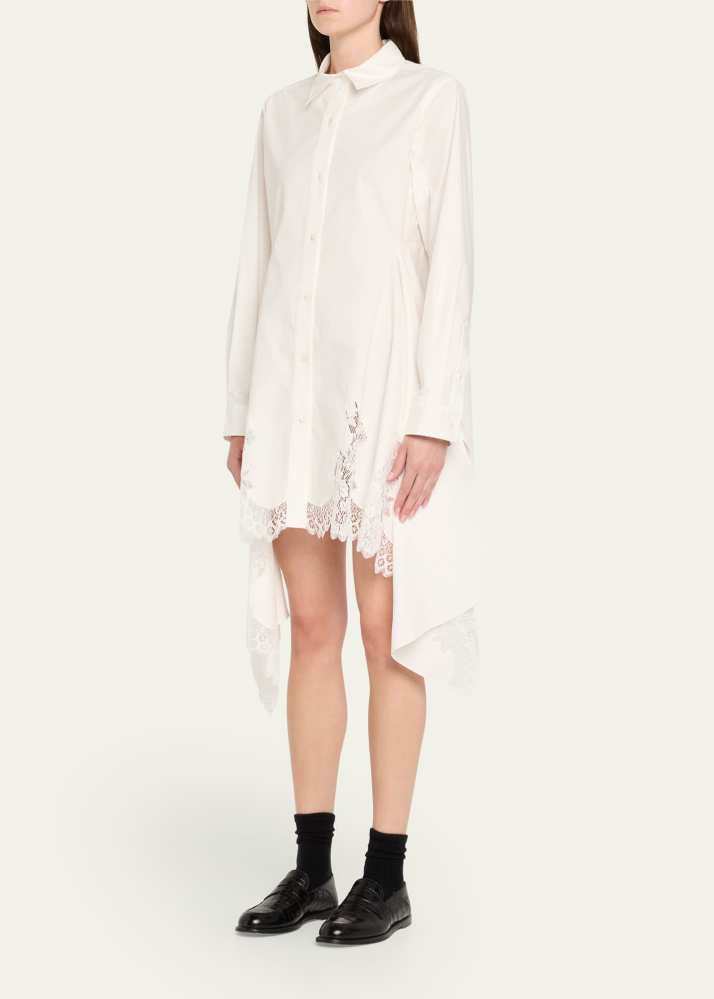 Monse Lace Cascade Front Cotton Poplin Shirt Image 4 of 5