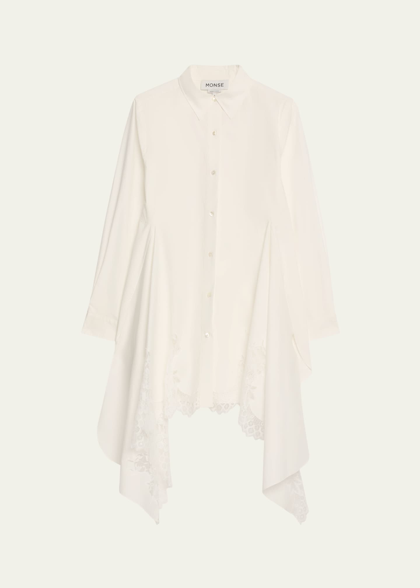 Monse Lace Cascade Front Cotton Poplin Shirt Image 1 of 5