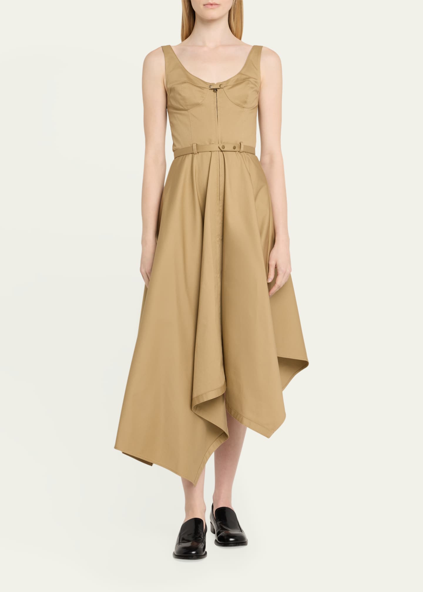 Monse Fit-and-Flare Asymmetric Midi Tank Dress Image 2 of 5