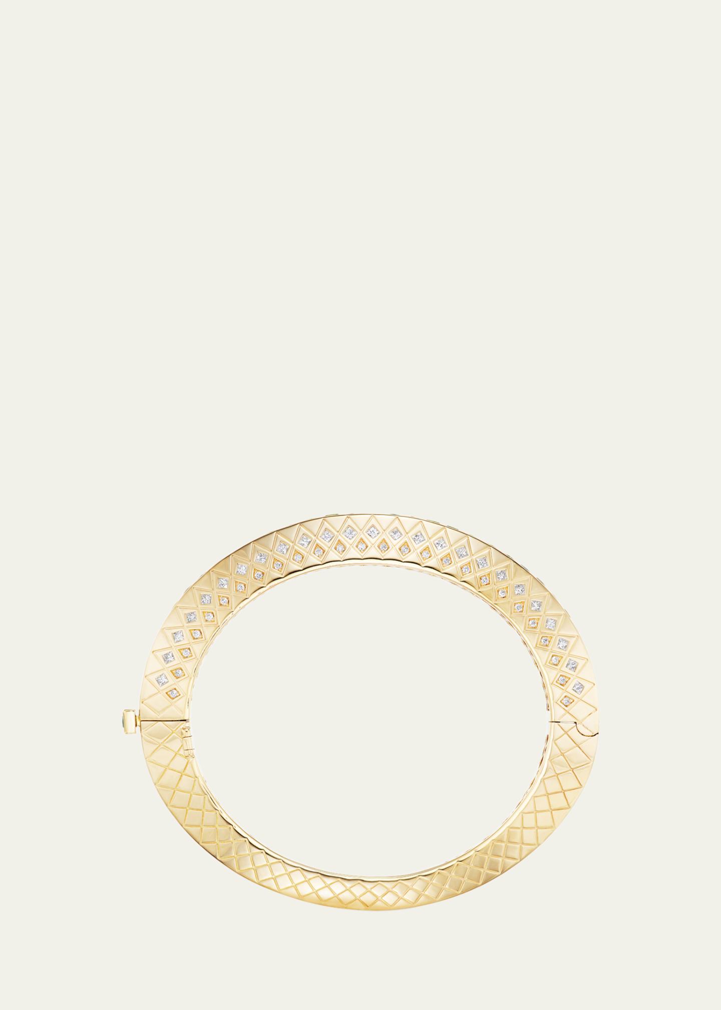 Orly Marcel Temple Tile Bangle in 18K Yellow Gold with Diamonds ...